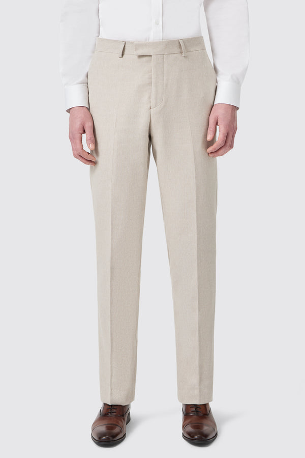 Sion Slim Fit Brown Herringbone Trouser