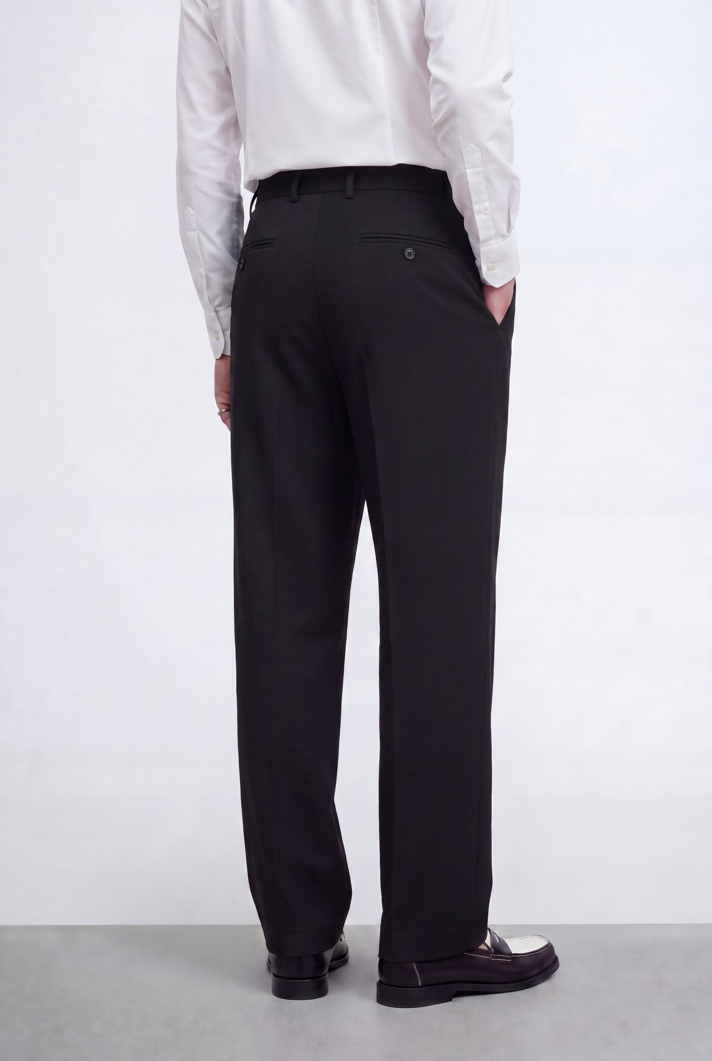 Syrah Relaxed Fit Pinstripe Black Suit Trousers
