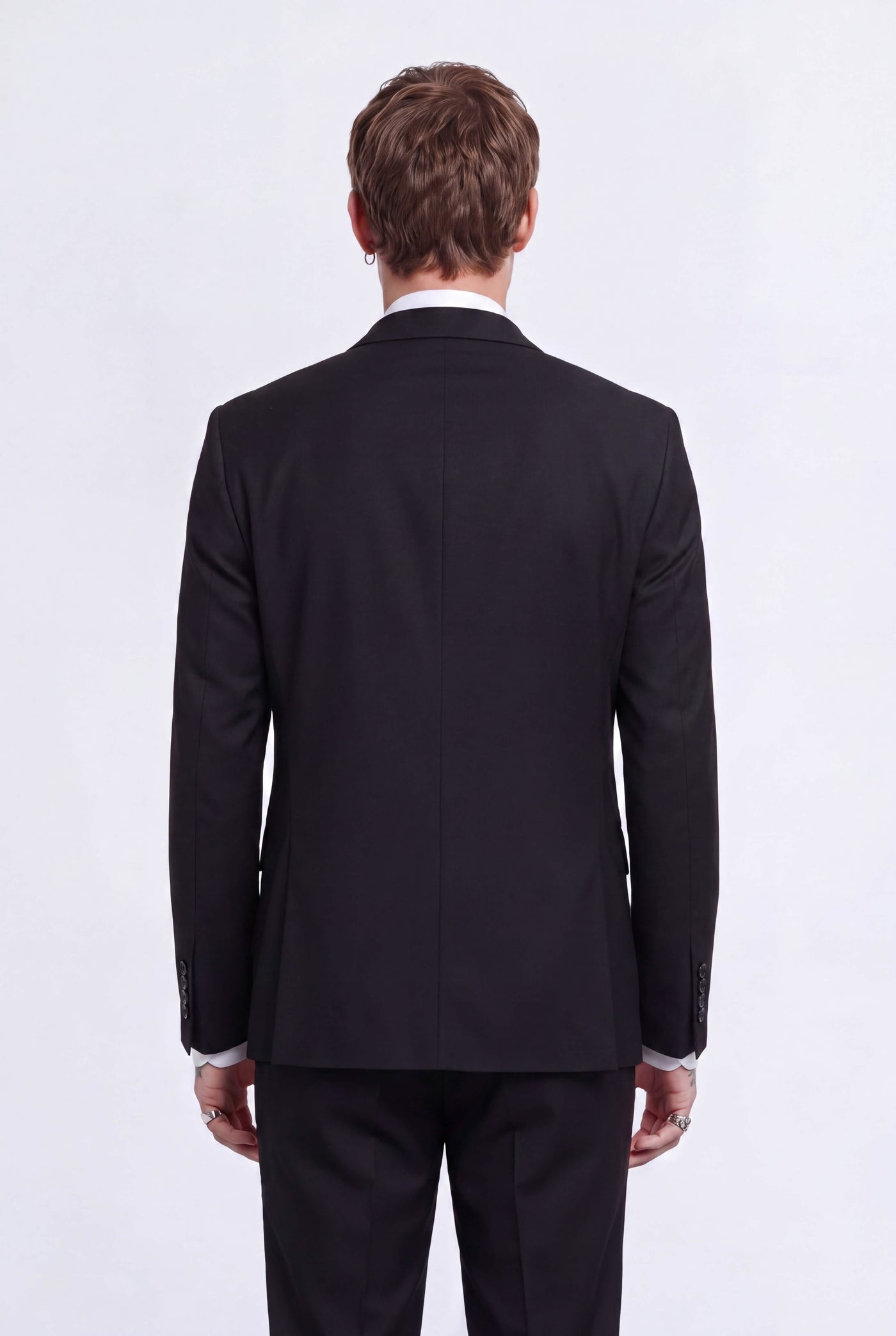 Syrah Double Breasted Pinstripe Black Suit Jacket