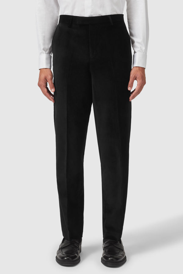 Magnus Slim Fit Black Velvet Tuxedo Trousers