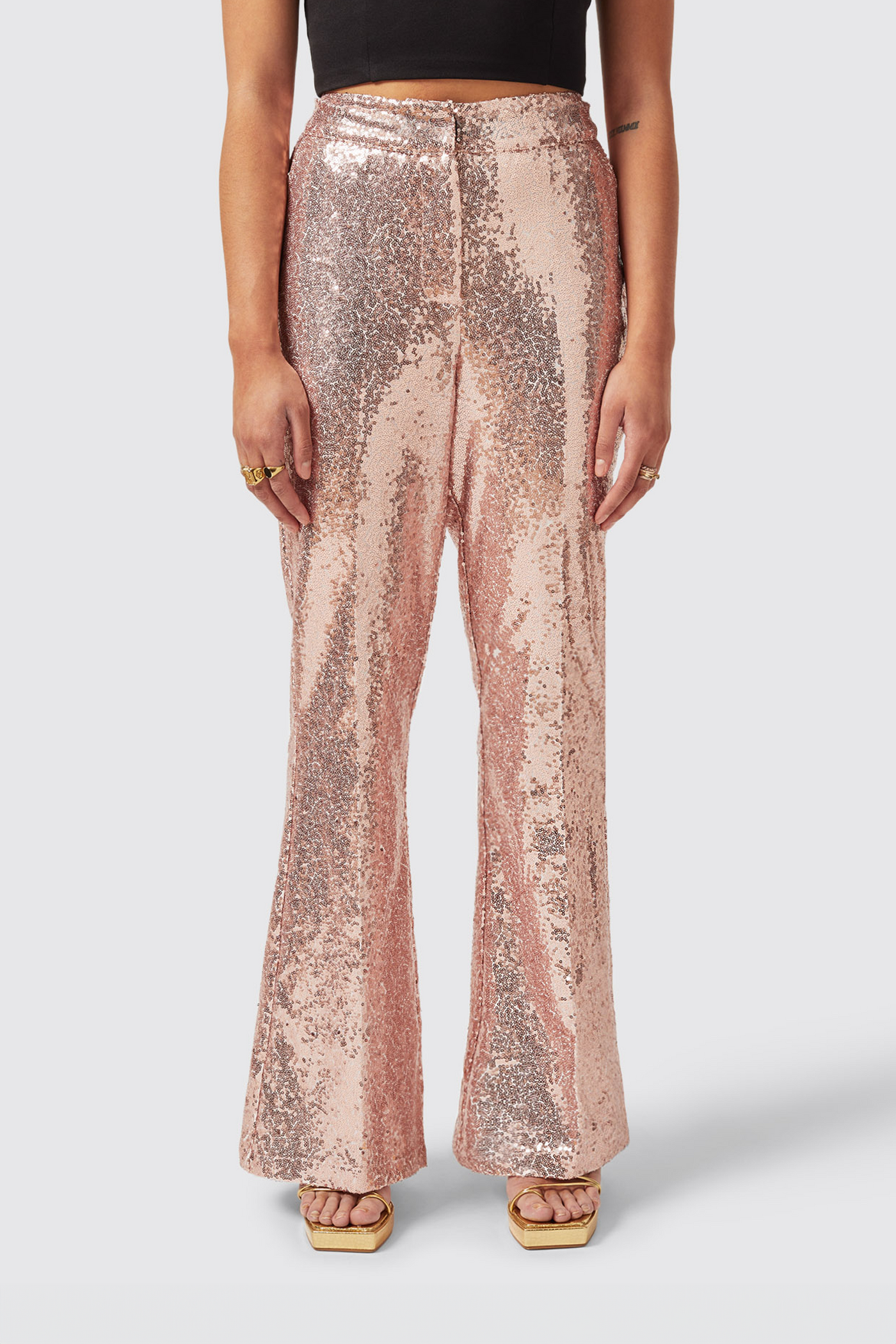Caladium Slim Fit Pink Sequin Trouser - ARCHIVE