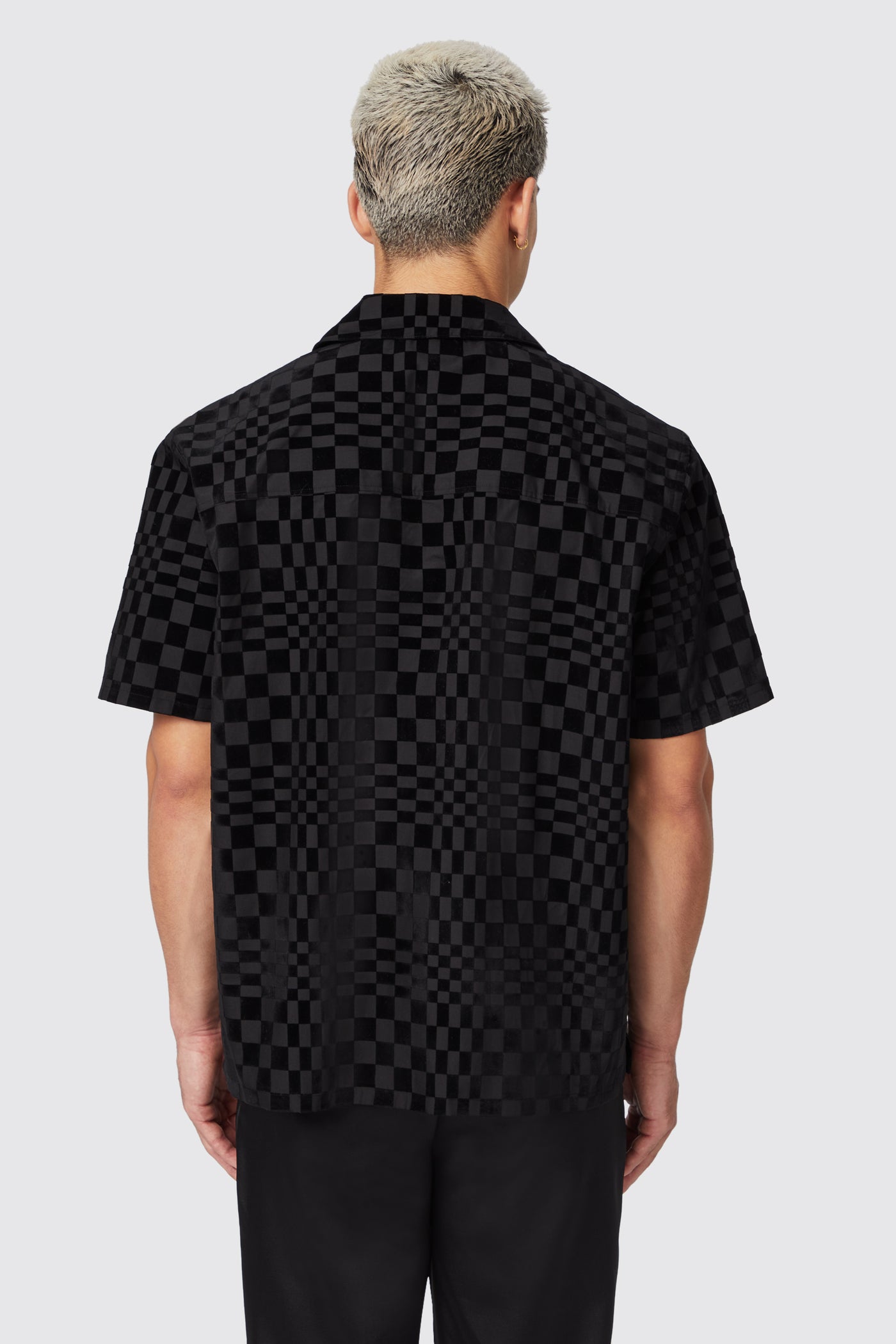 Tiber Slim Fit Black Check Short Sleeve Shirt