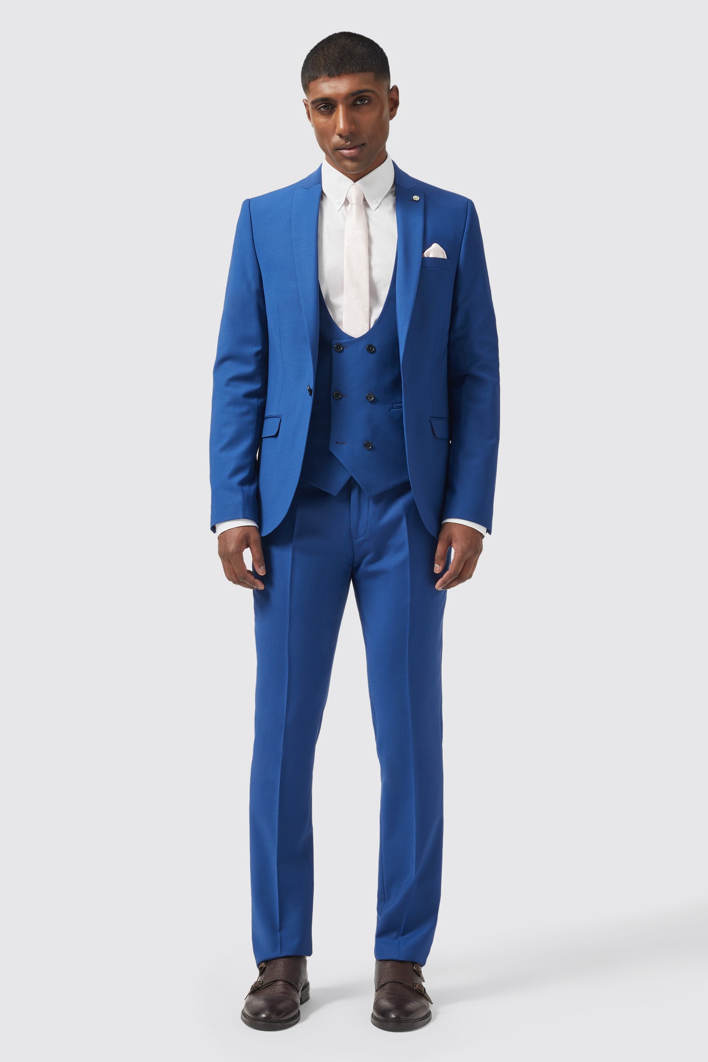 Ginsberg Skinny Fit Blue Wool Waistcoat - ARCHIVE