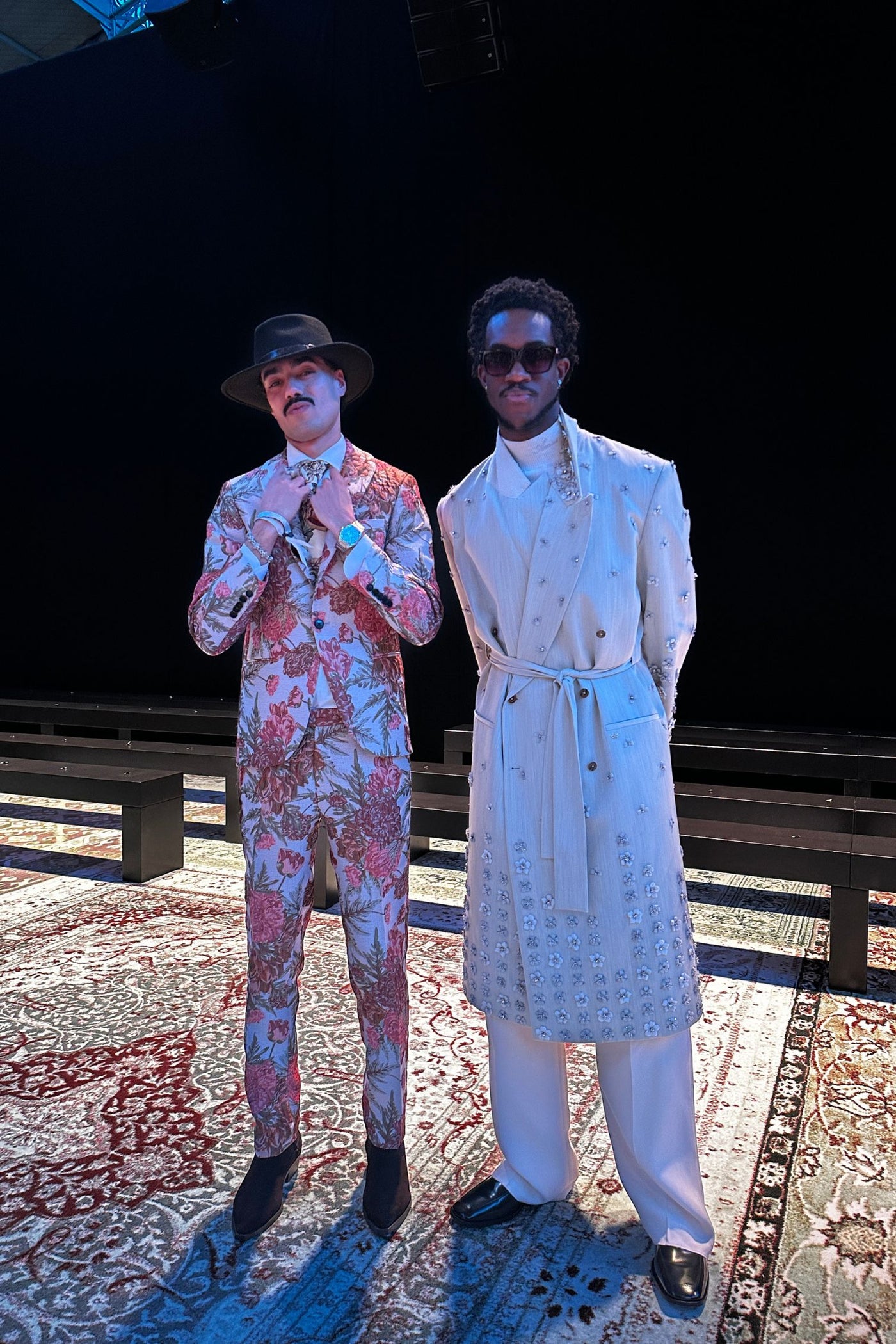 Harlow Slim Fit Floral Pink Silver Jacquard Suit