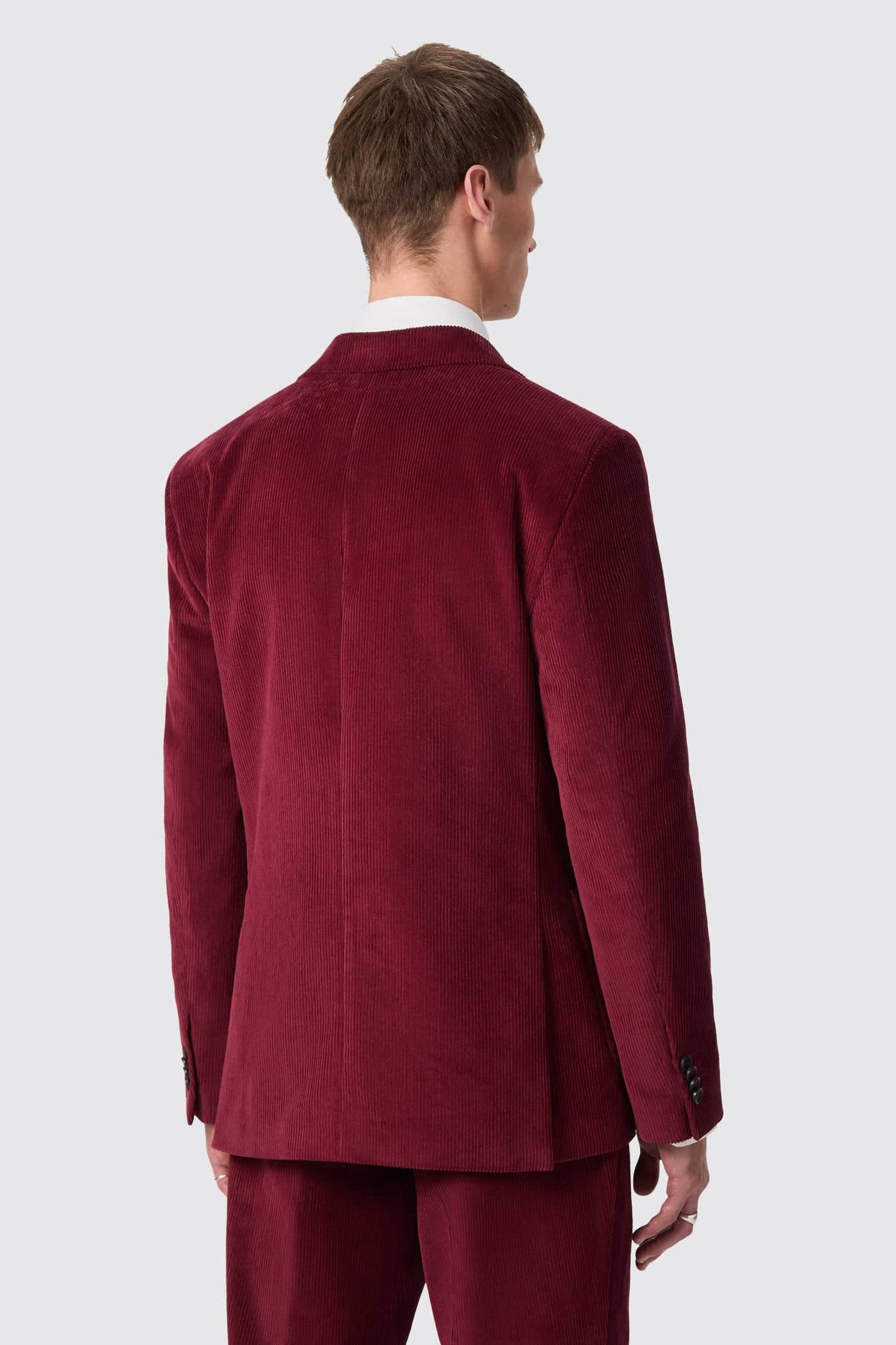 Waugh Slim Fit Burgundy Corduroy Double Breasted Jacket - ARCHIVE