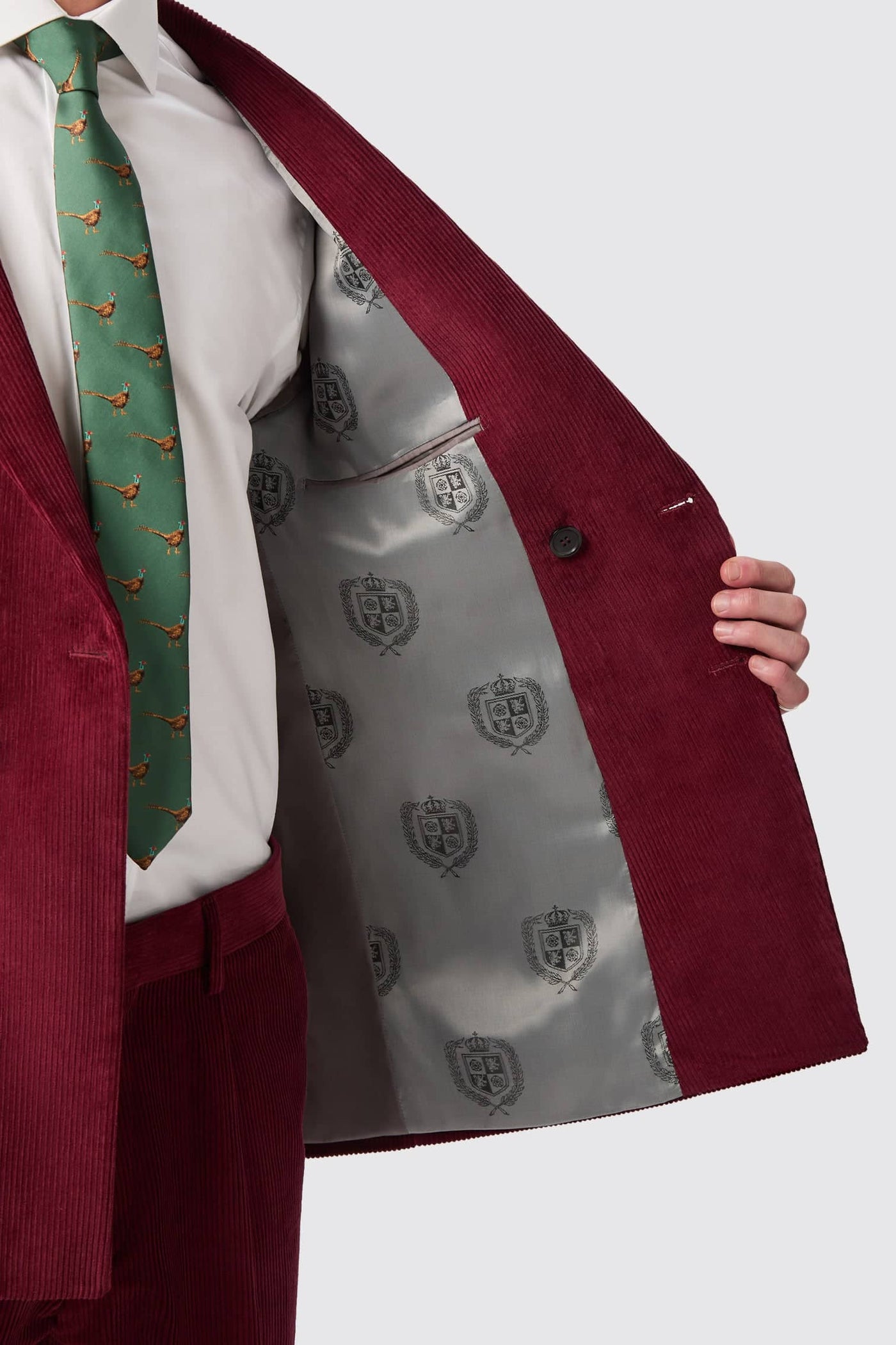 Waugh Slim Fit Burgundy Corduroy Double Breasted Jacket - ARCHIVE