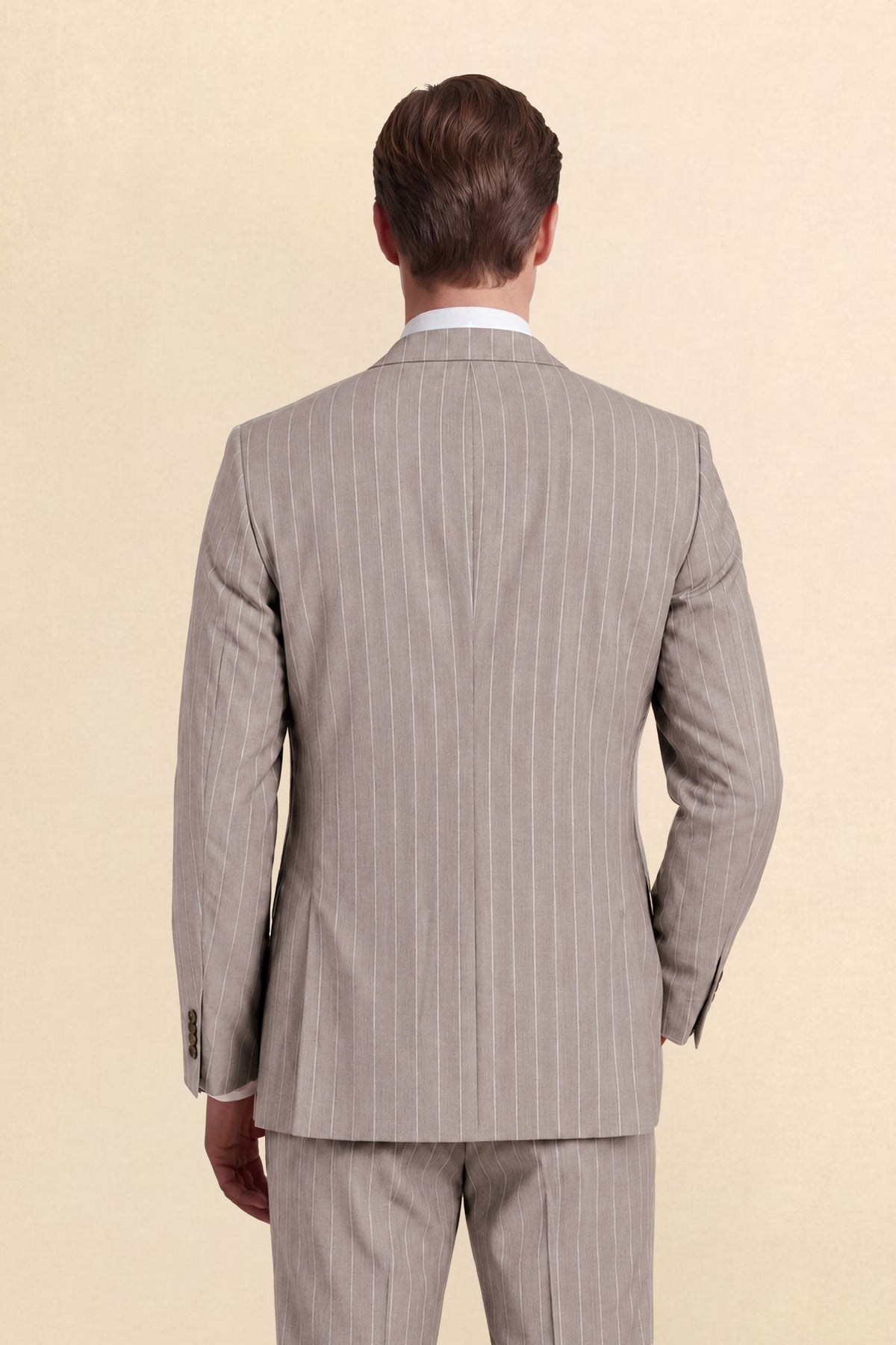 Highgate Slim Fit Double Breasted Beige Suit Jacket