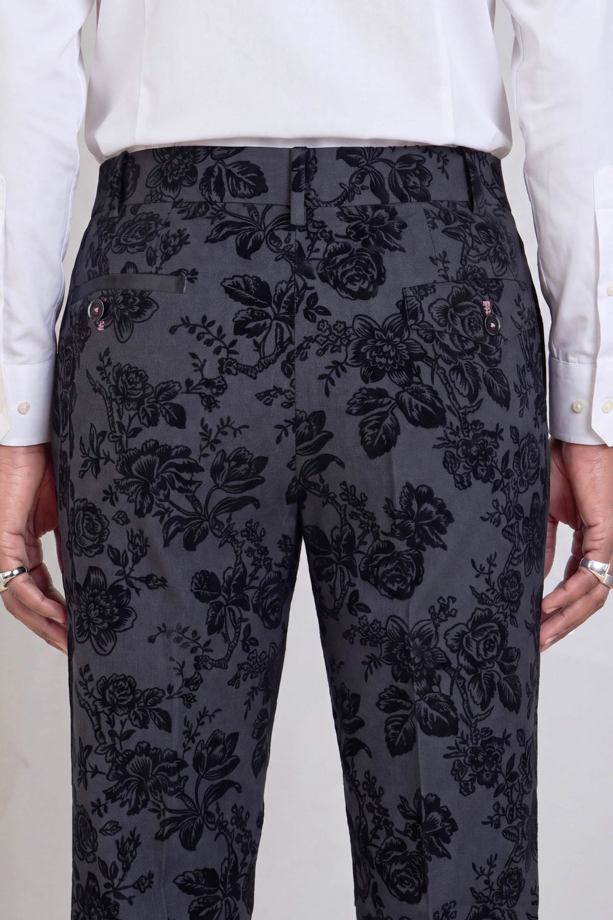 Fleet Skinny Fit Black Floral Suit Jacket