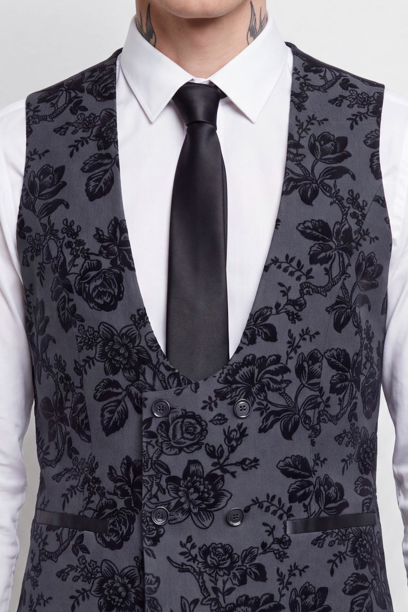 Fleet Slim Fit Black Floral Suit Jacket