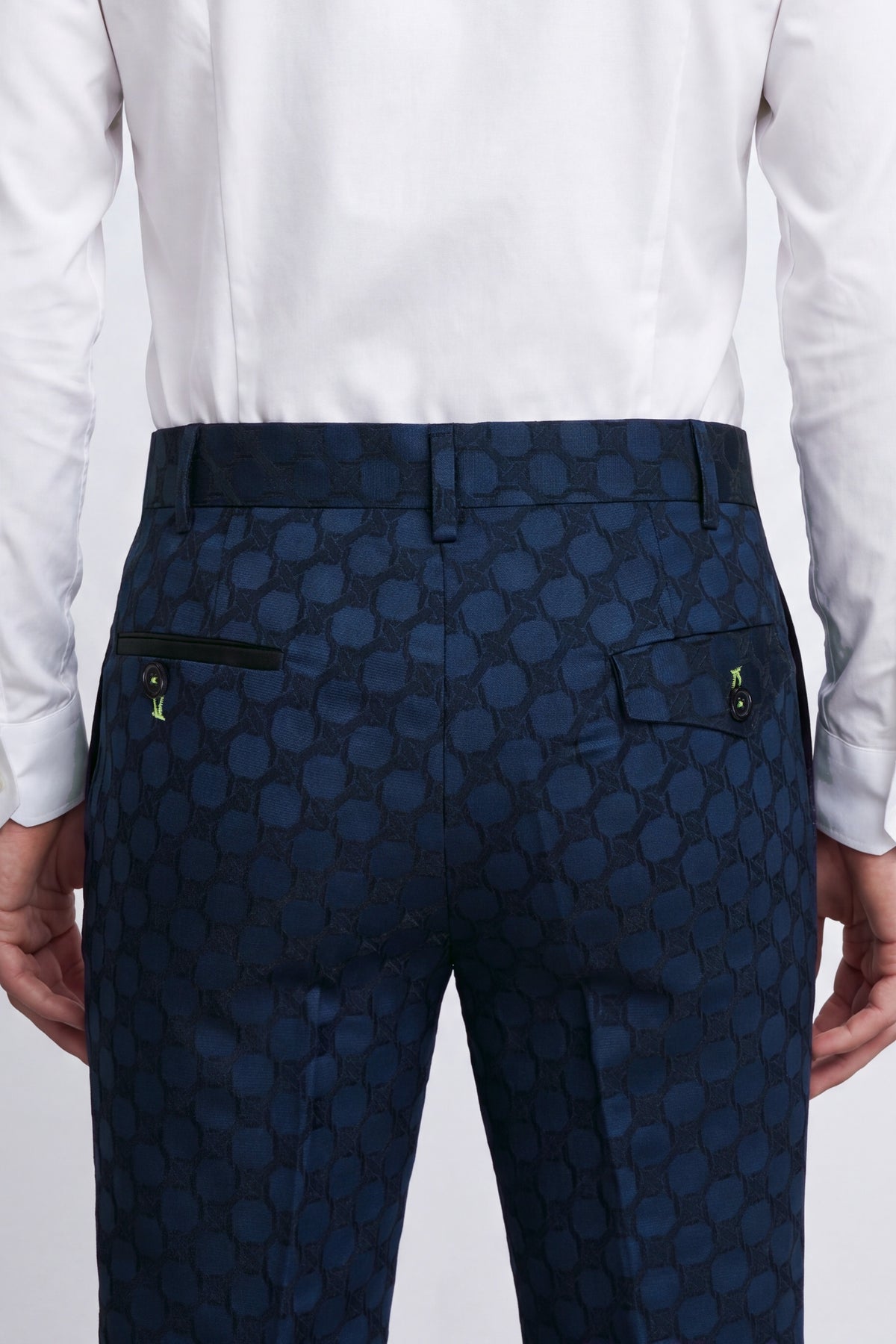 Papatya Slim Fit Navy Jacquard Suit