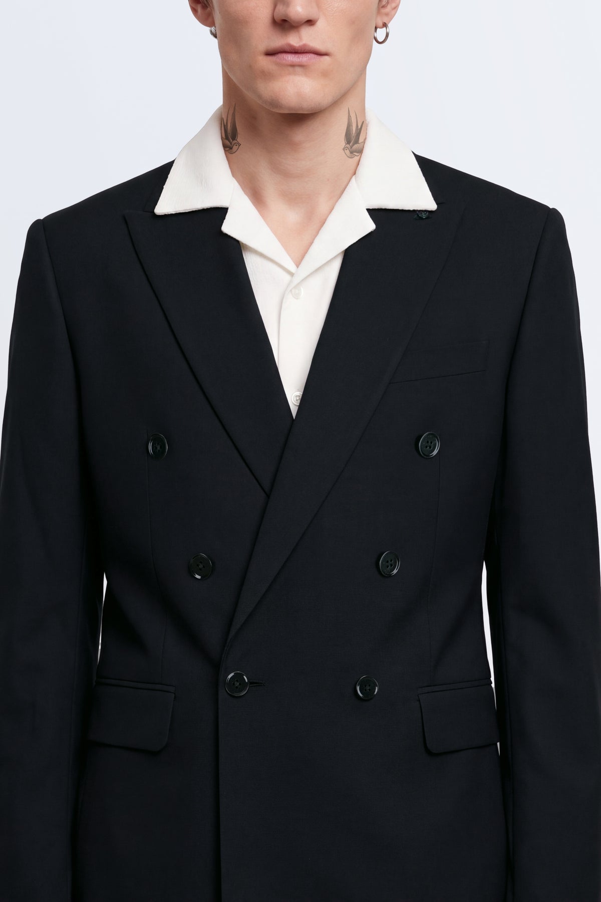 Syrah Double Breasted Black Suit Jacket