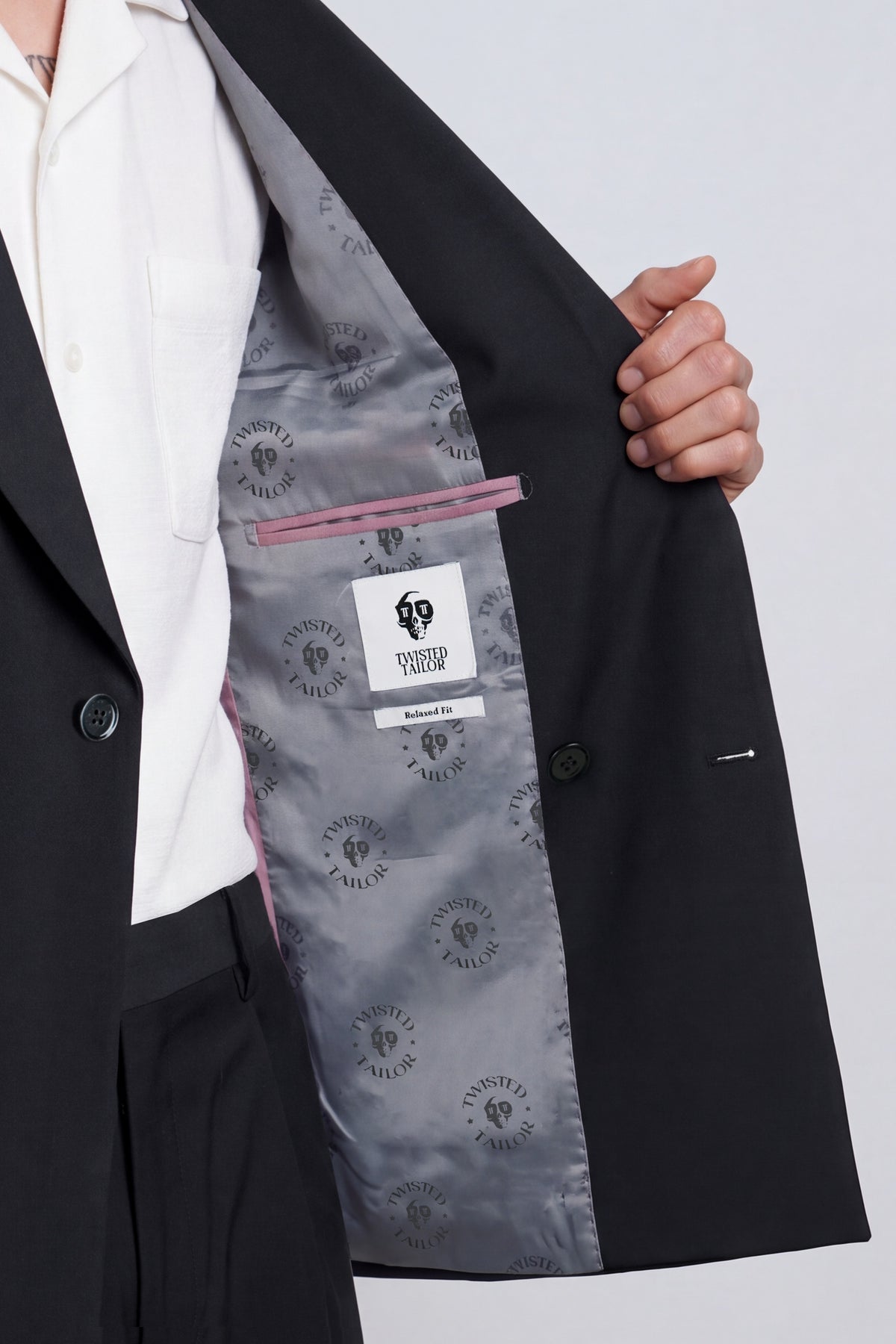 Syrah Double Breasted Black Suit Jacket