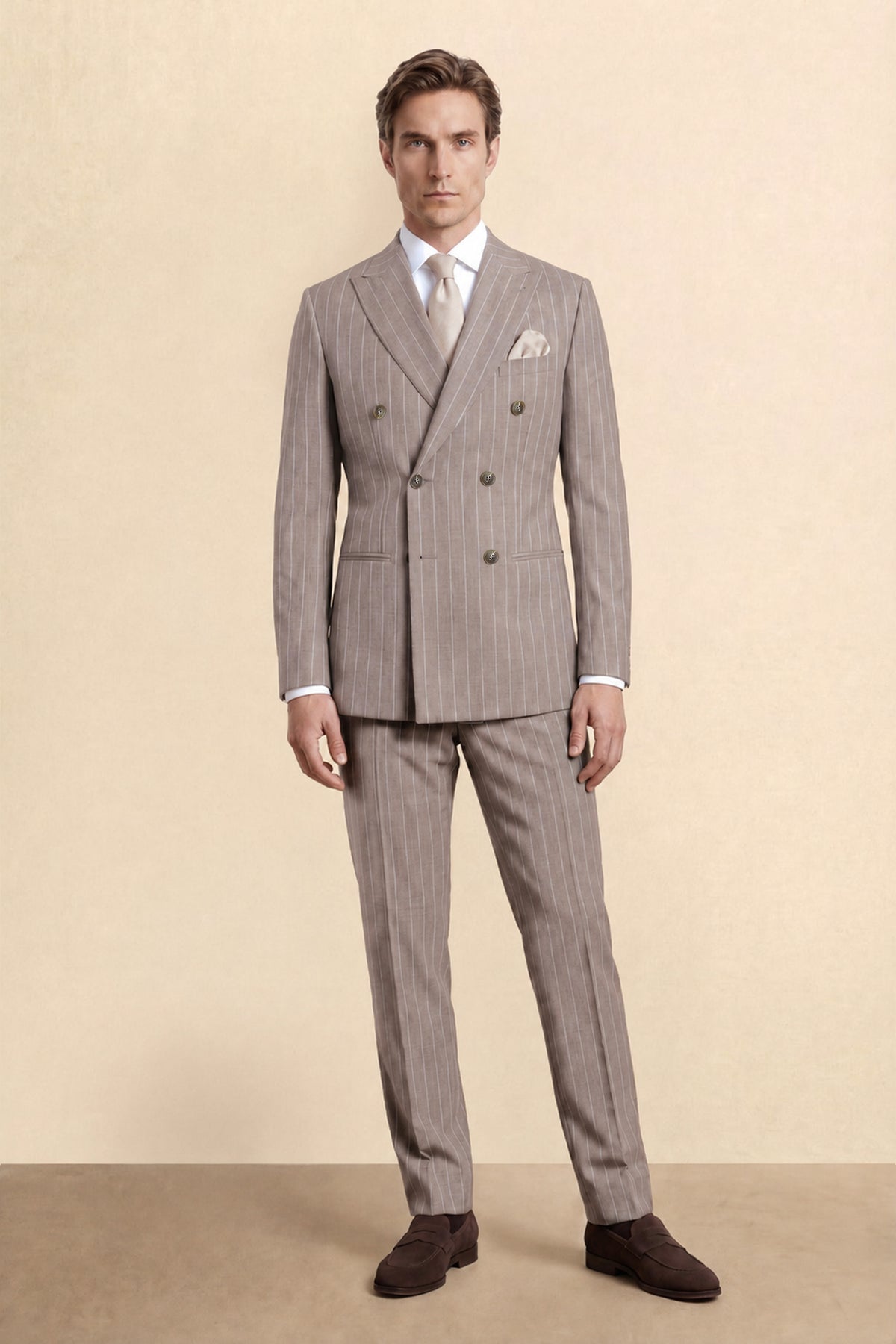 Highgate Slim Fit Beige Suit Trousers
