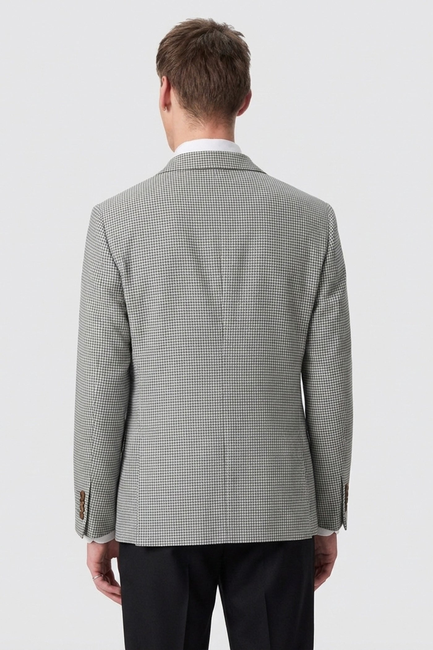 Gough Slim Fit Light Blue Houndstooth Jacket