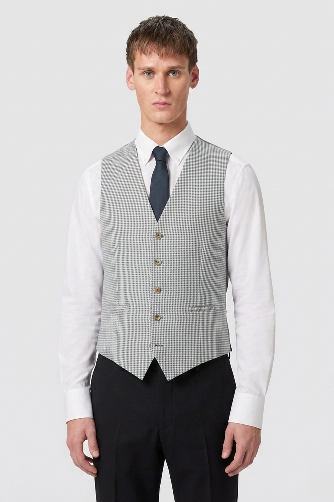 Gough Slim Fit Light Blue Houndstooth Jacket