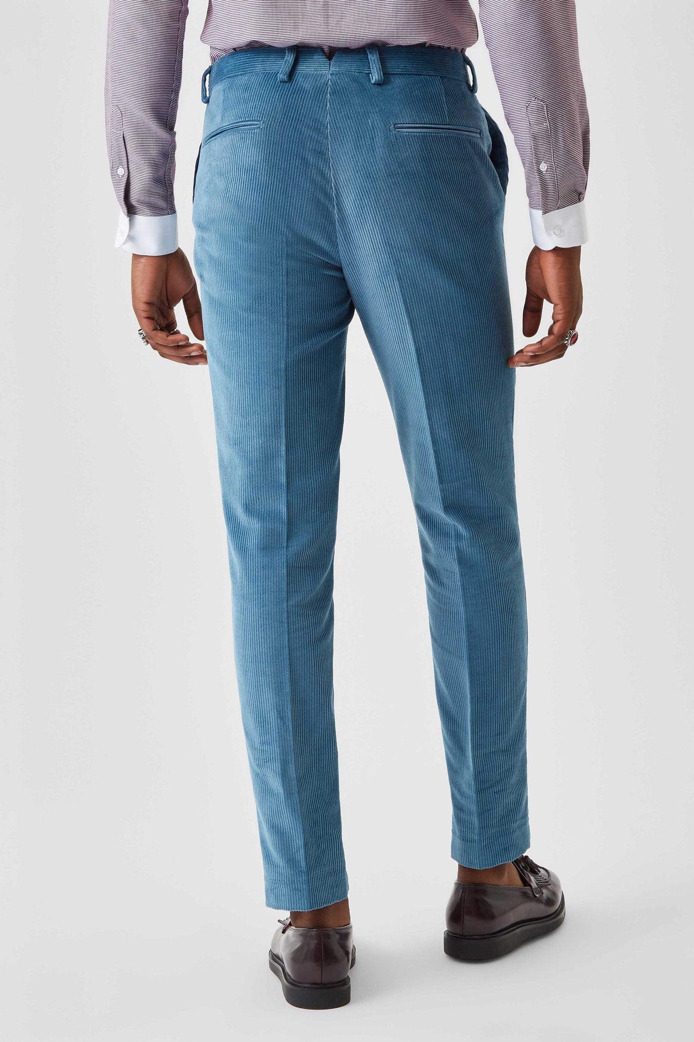 Arlo Slim Fit Blue Corduroy Double Breasted Suit