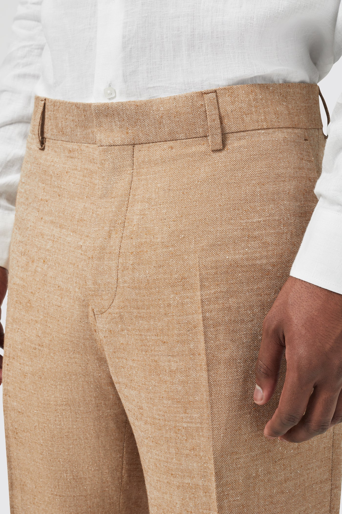 King Slim Fit Tan Linen Suit