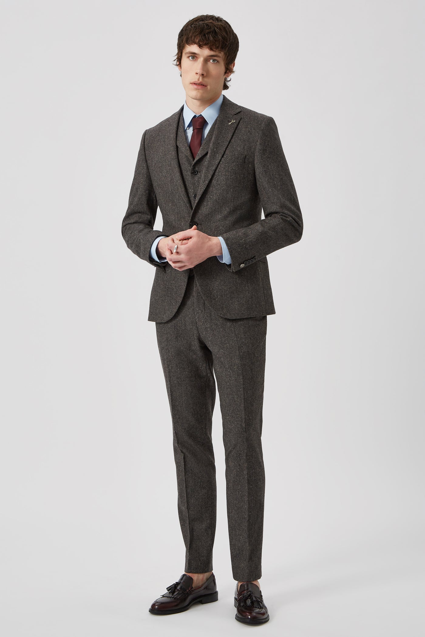 Uptown Slim Fit Brown Tweed Wool Jacket