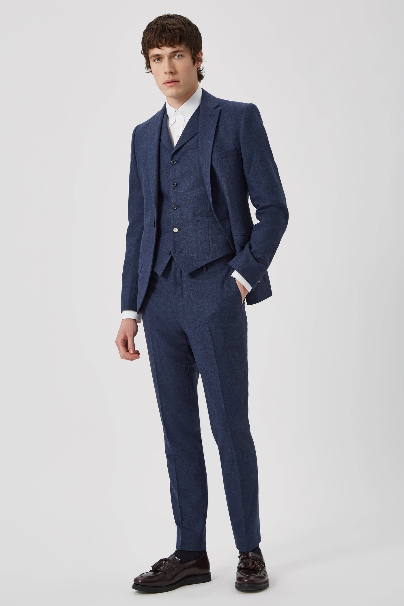 Uptown Slim Fit Navy Wool Waistcoat