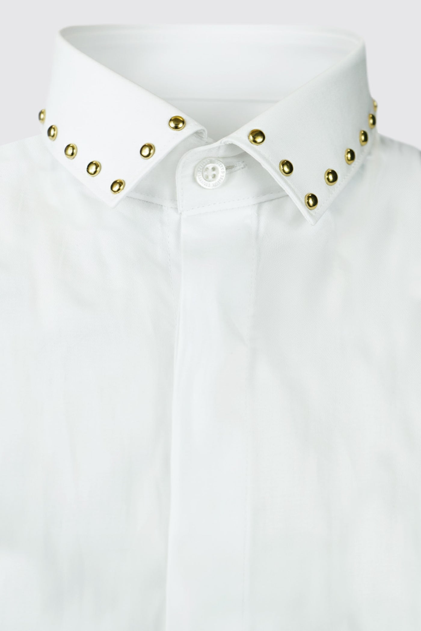 Leigh White Double Cuff Shirt with Gold Studded Collar - ARCHIVE