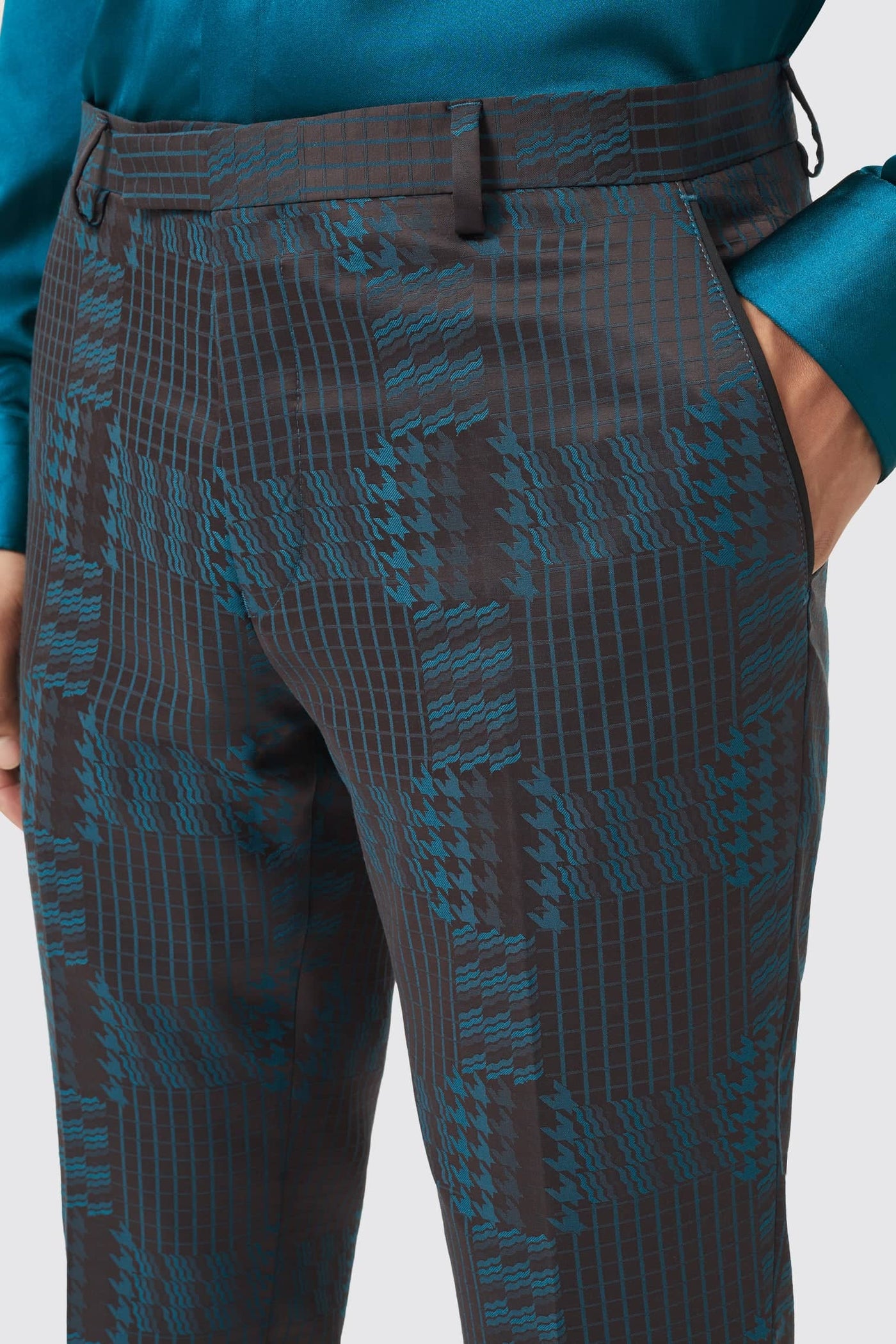 Garland Skinny Fit Black Green Check Pants - ARCHIVE
