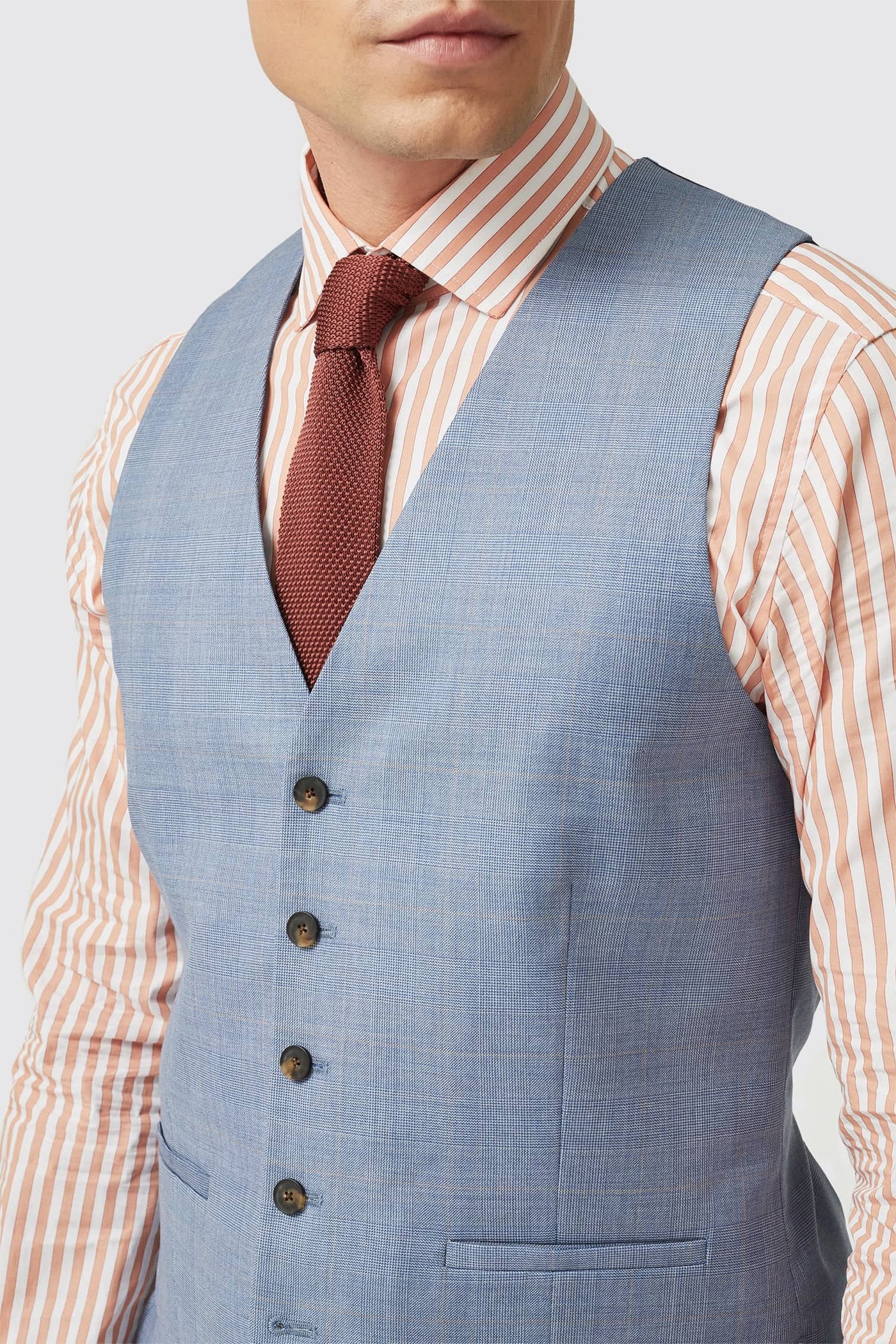 Rivulet Tailored Fit Blue Check Wool Vest - ARCHIVE