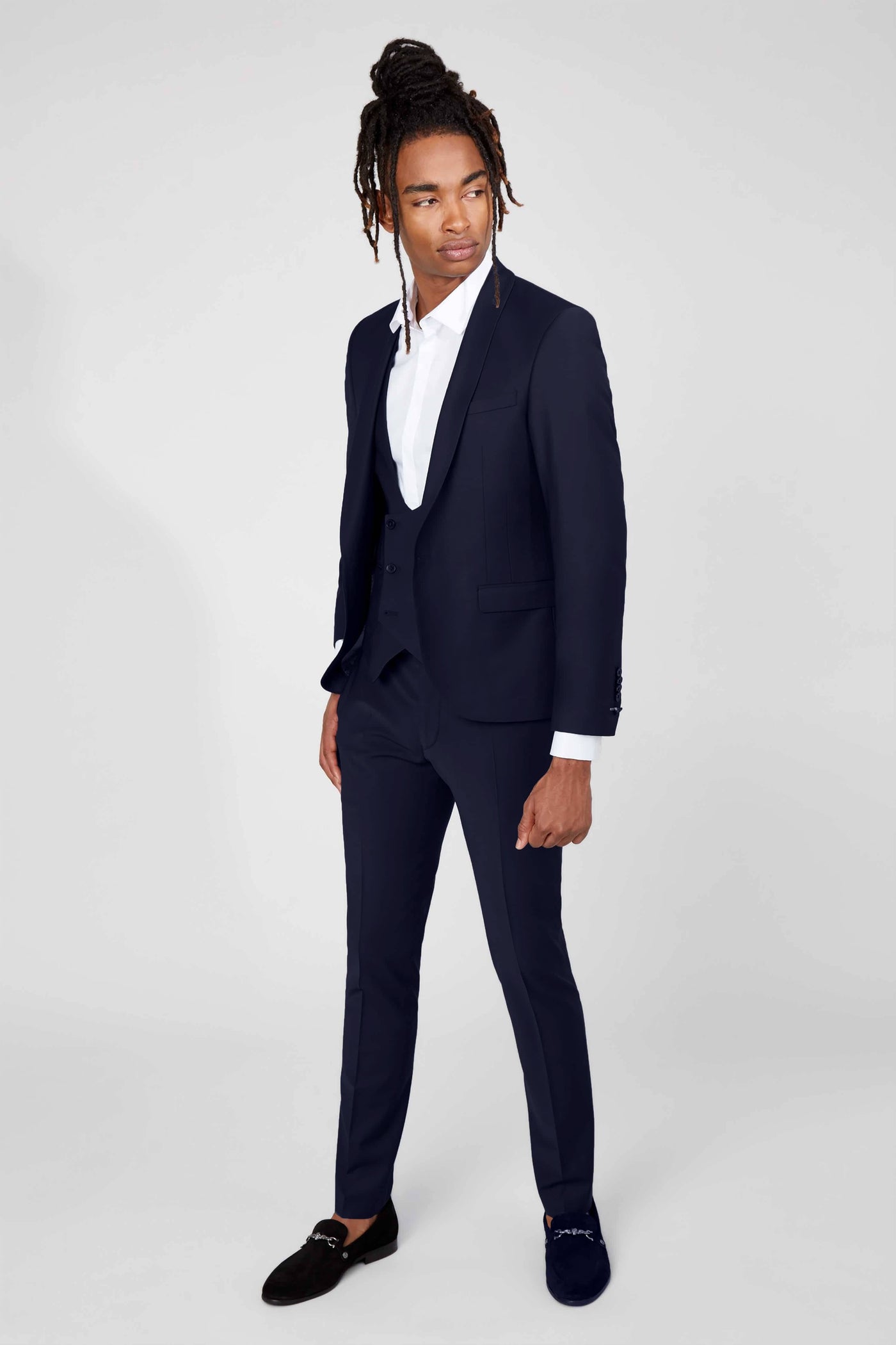 Drake Skinny Fit Dark Navy Wool Trousers - ARCHIVE