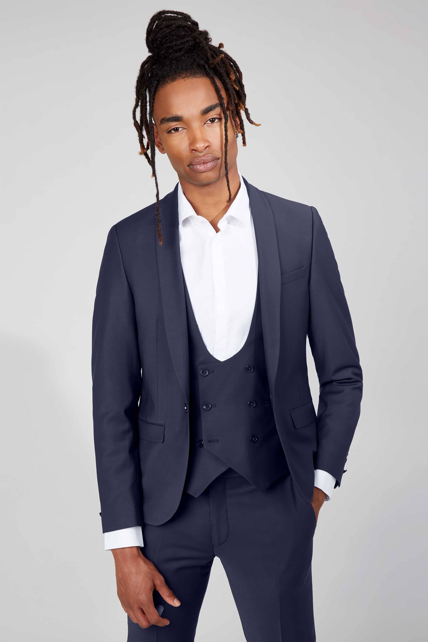 Drake Skinny Fit Navy Wool Jacket - ARCHIVE