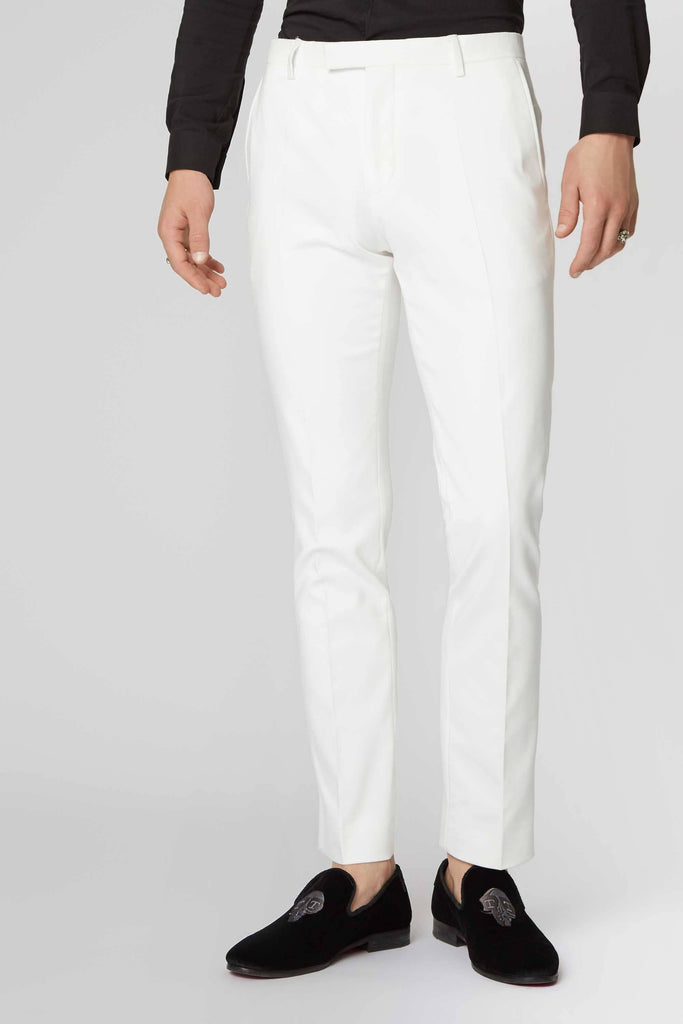 Twisted Tailor Brondesbury Skinny Fit White Tuxedo Trousers