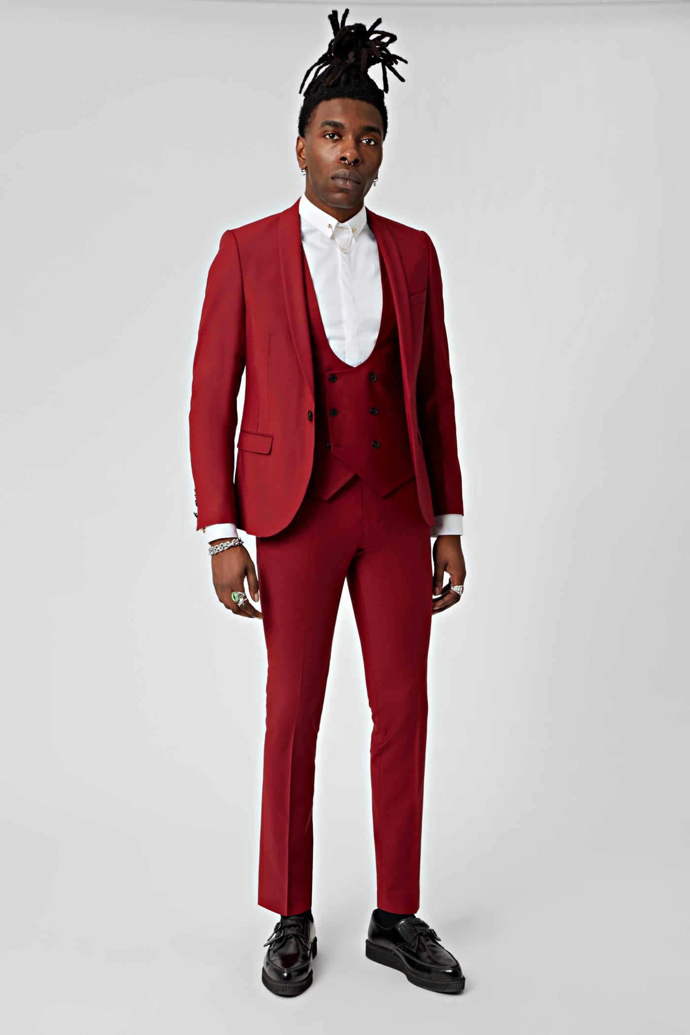 Twisted Tailor Ellroy Skinny Fit Burgundy Suit Jacket