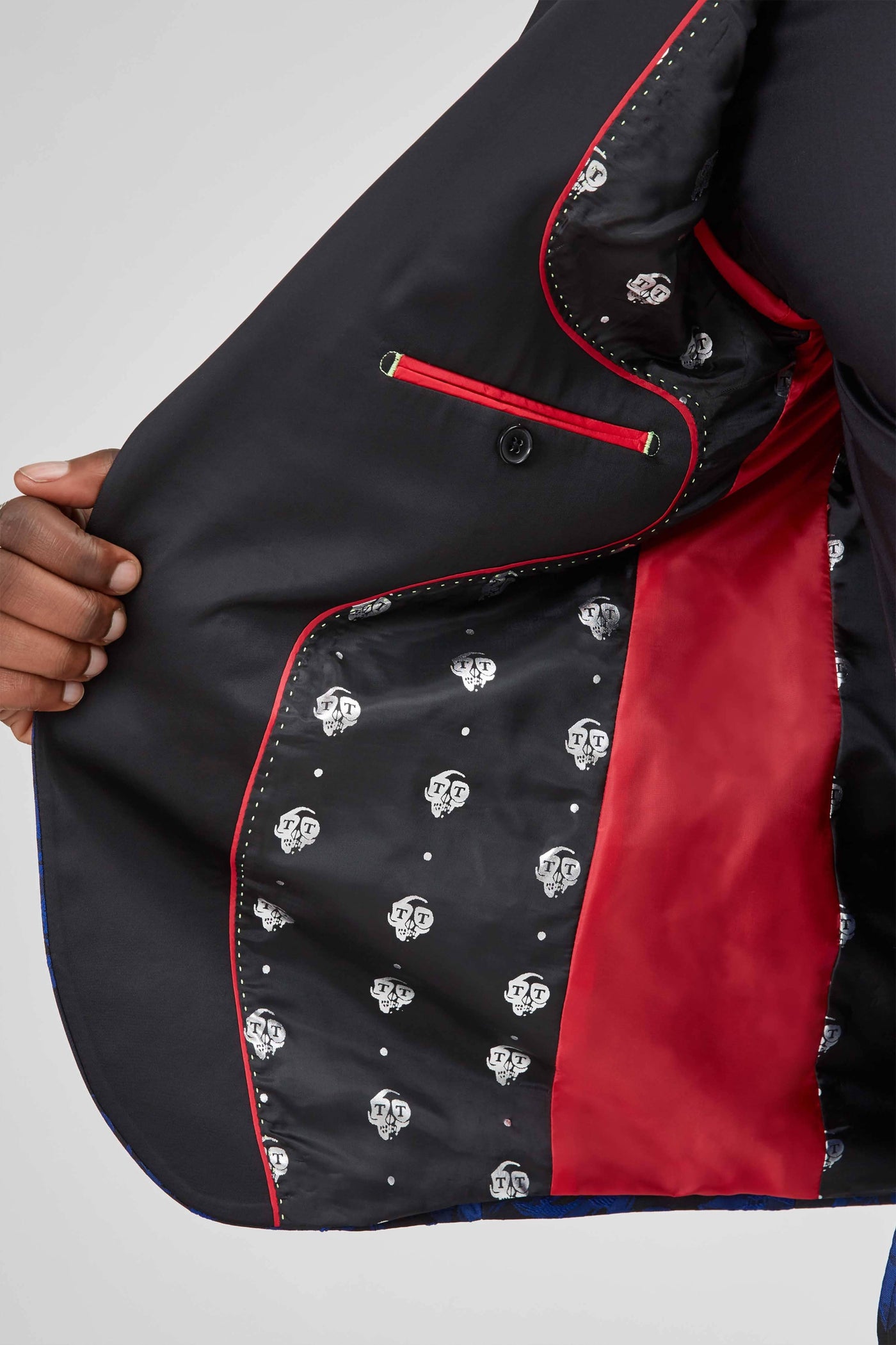 Twisted Tailor Ersat Skinny Fit Blue Floral Tuxedo Jacket