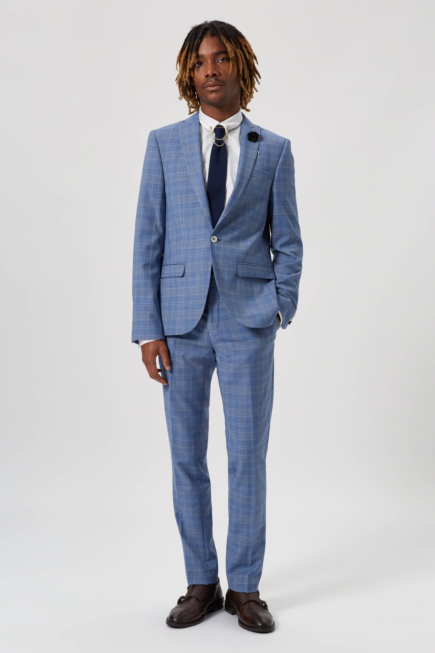 Breamore Skinny Fit Blue Check Wool Jacket - ARCHIVE