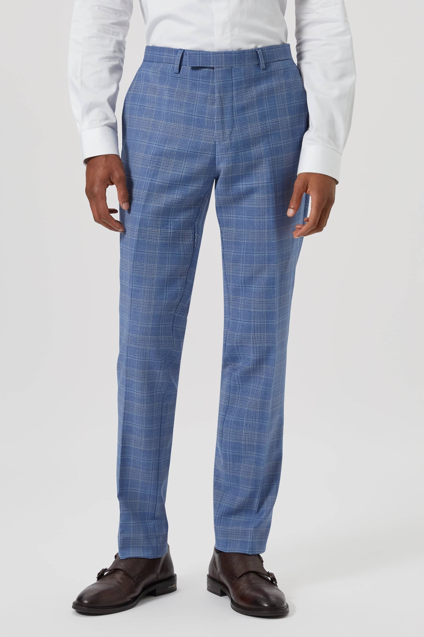 Breamore Skinny Fit Blue Check Wool Trousers - ARCHIVE