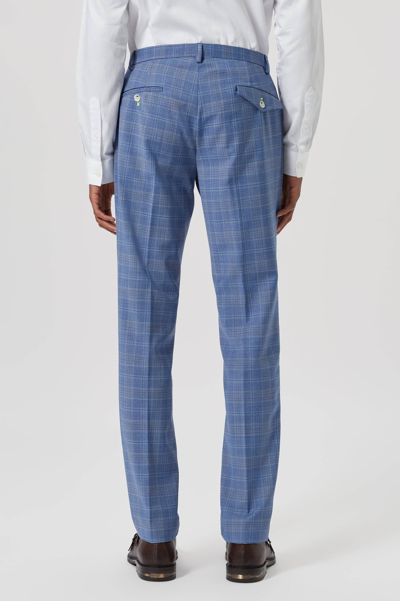 Breamore Skinny Fit Blue Check Wool Trousers - ARCHIVE
