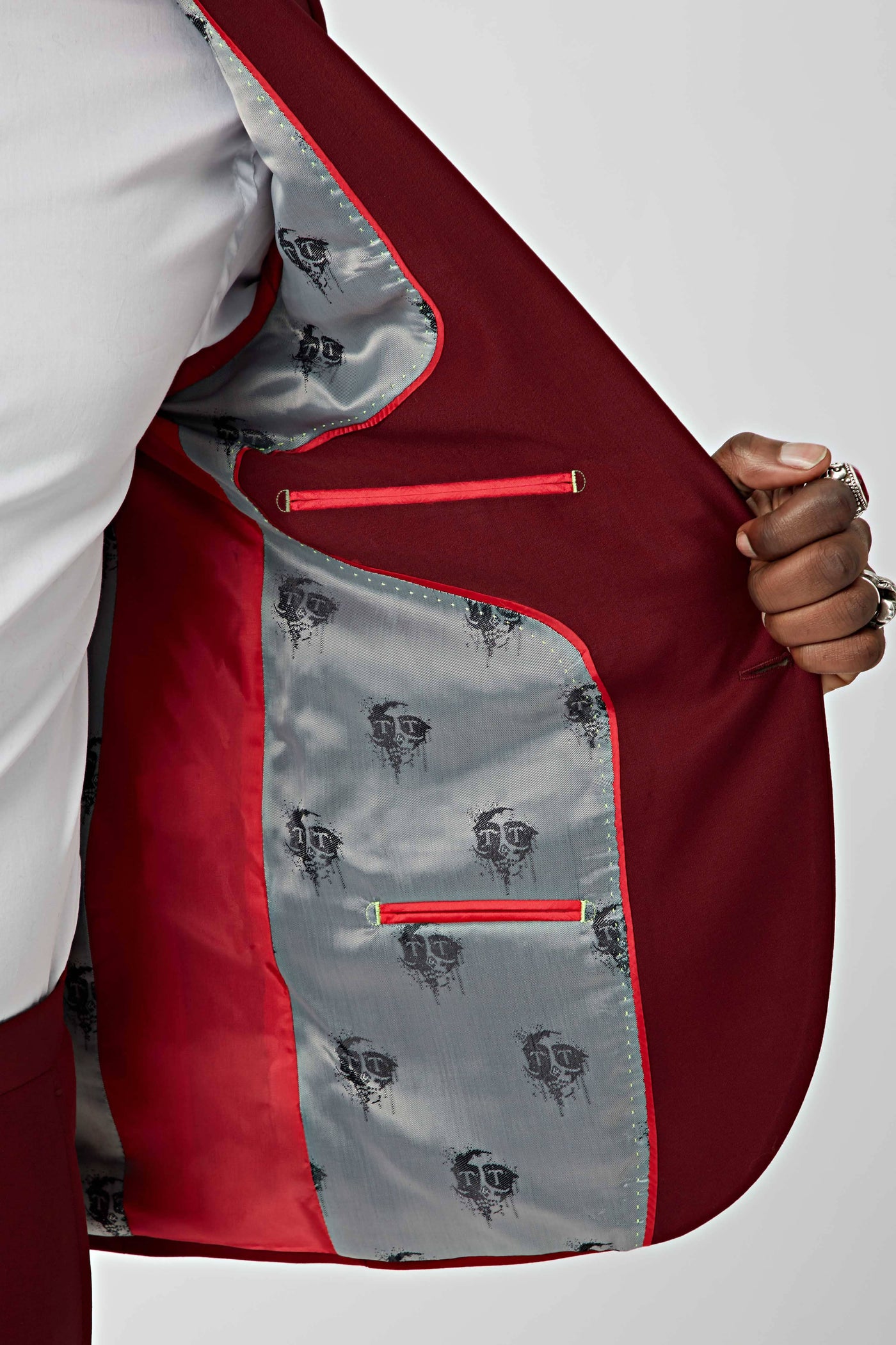 Drake Skinny Fit Red Wool Suit - ARCHIVE