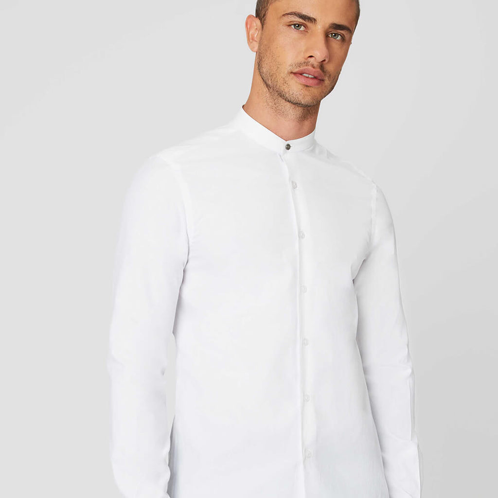 Fabulous Pattern Mandarin Collar Shirt - White