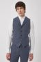 Uptown Slim Fit Mid Blue Tweed Wool Waistcoat
