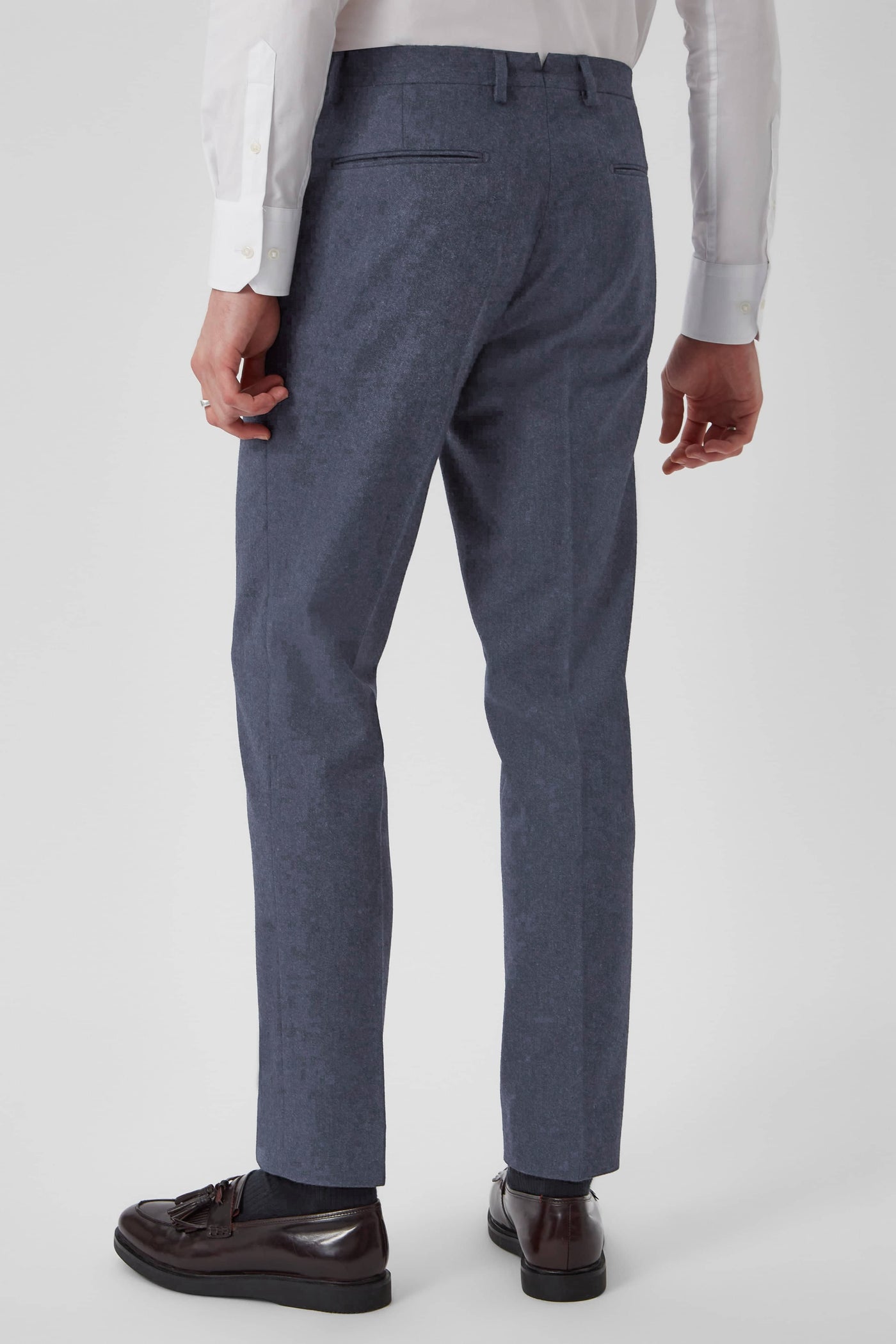 Uptown Slim Fit Mid Blue Tweed Wool Trousers
