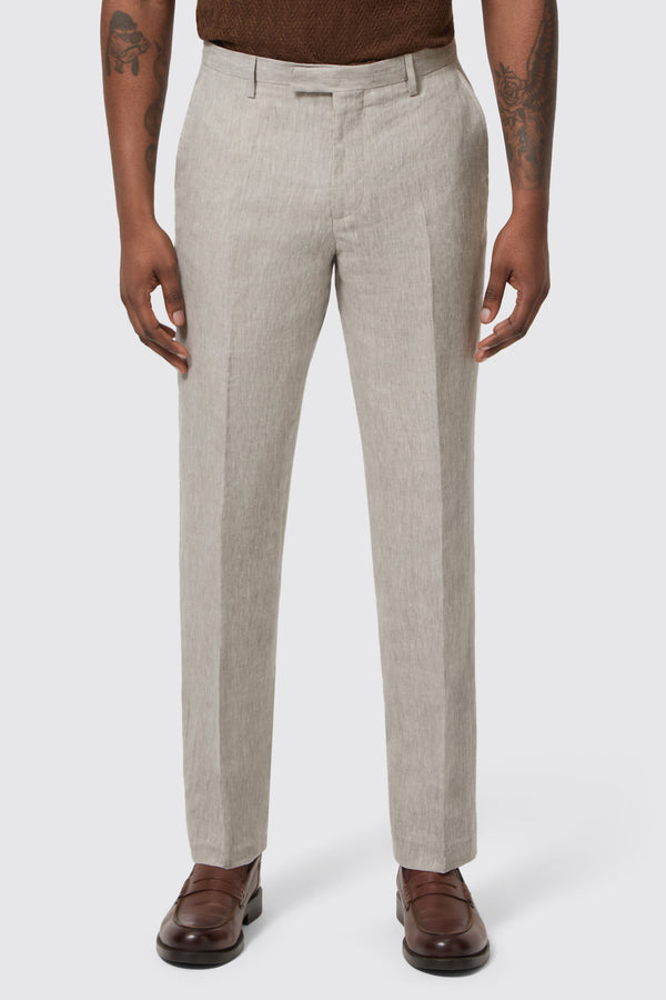 Claremont Slim Fit Grey Linen Trousers