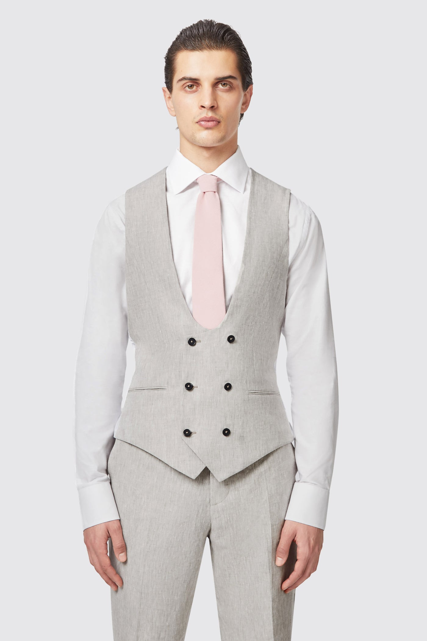 Claremont Slim Fit Grey Linen Waistcoat
