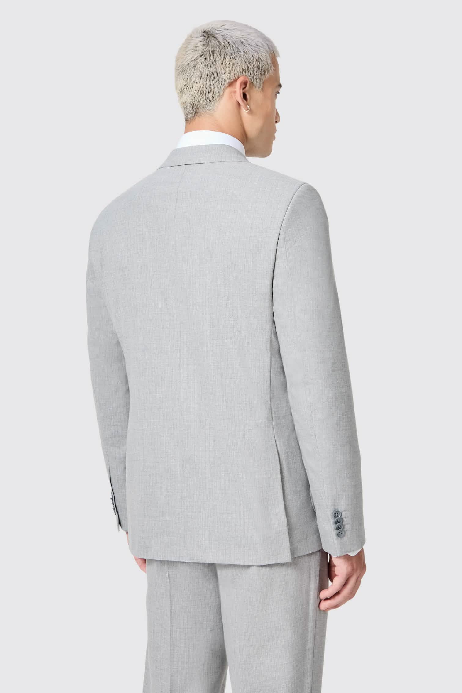 light grey dress jacket Atkinson Slim Fit Grey Double Breasted Jacket