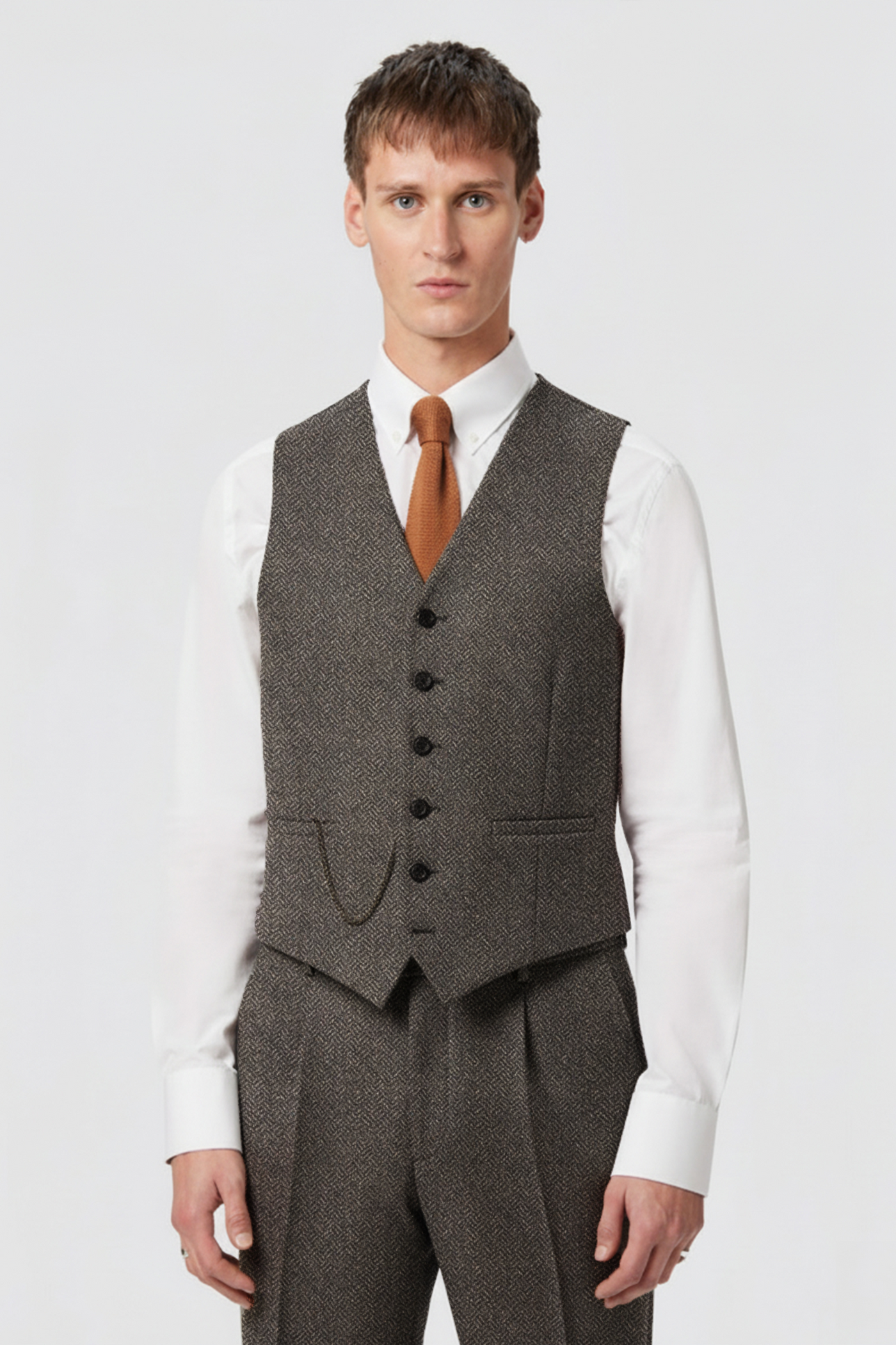 Brookhouse Slim Fit Grey Wool Waistcoat