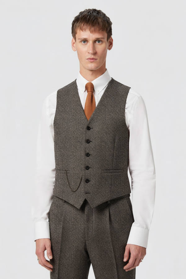 Brookhouse Slim Fit Grey Wool Waistcoat