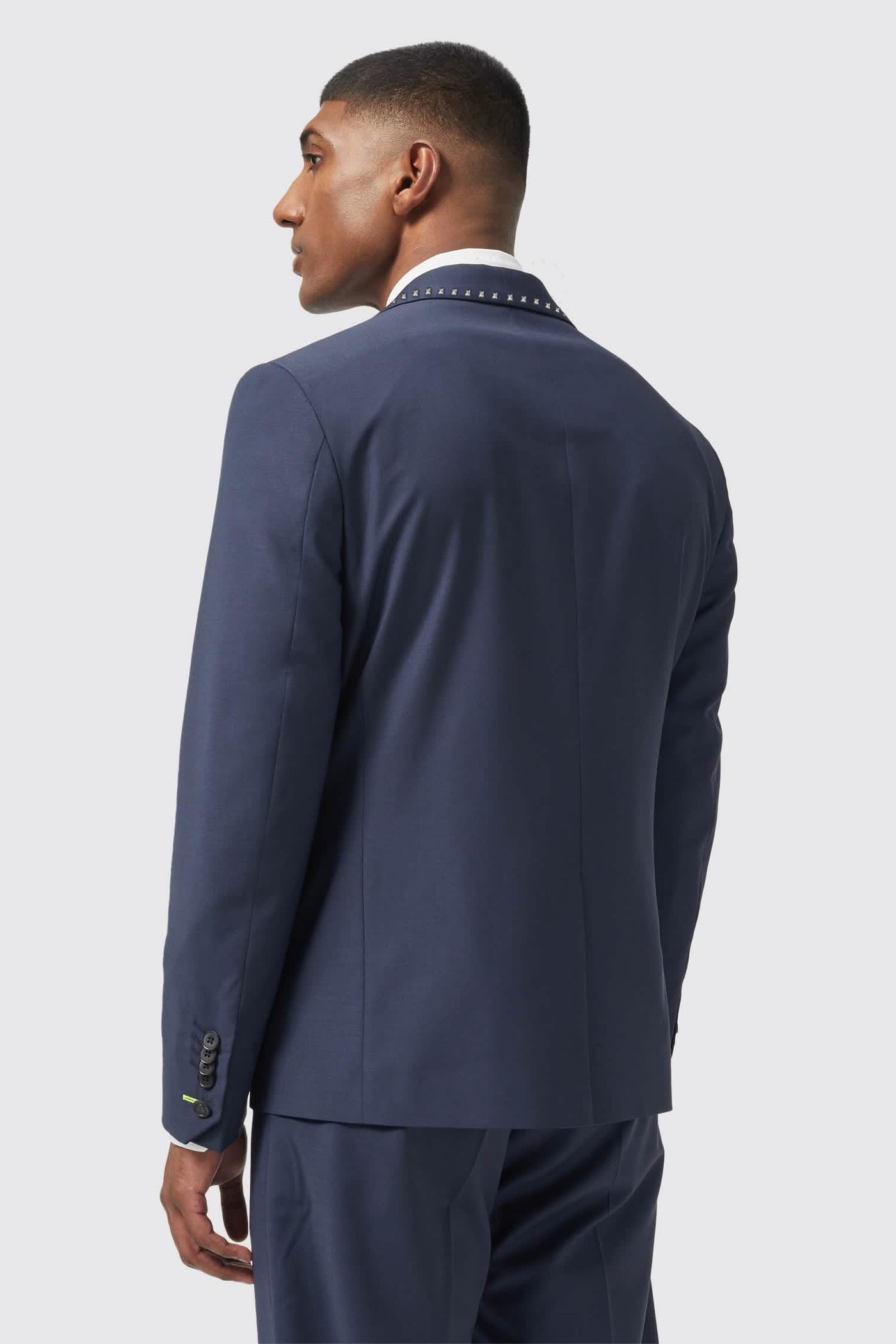 Carson Slim Fit Navy Metal Studded Suit