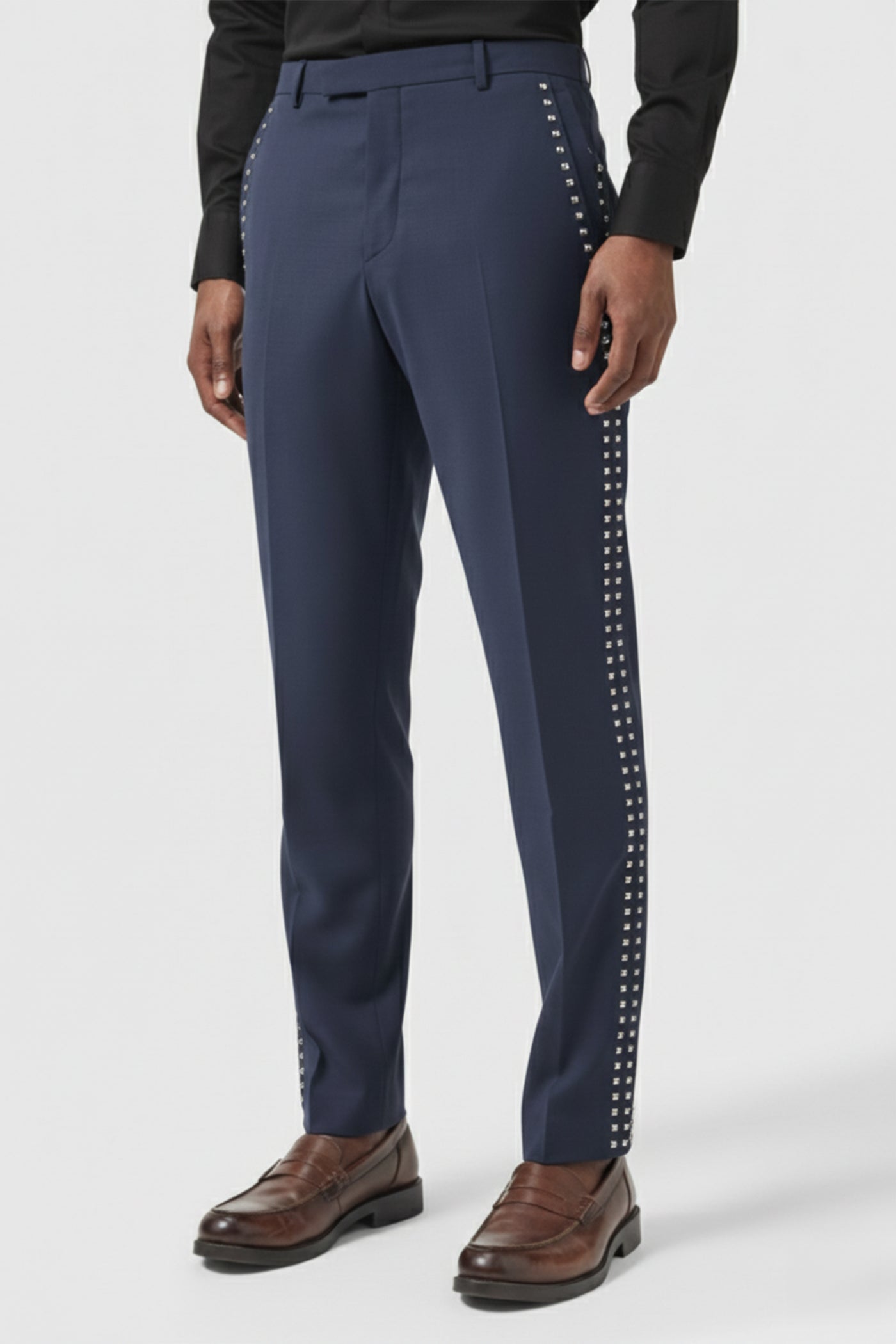 Carson Slim Fit Navy Metal Studded Suit
