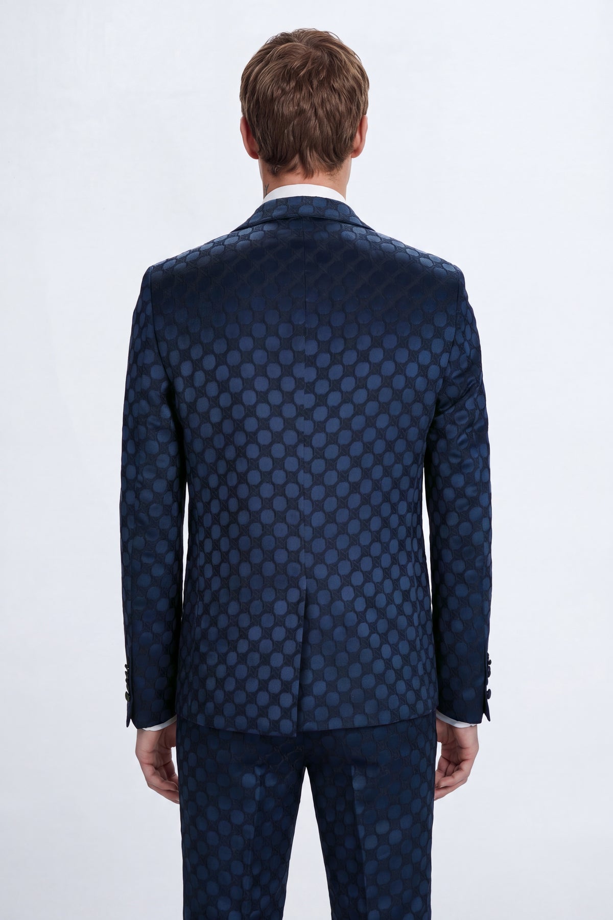 Papatya Slim Fit Navy Jacquard Suit