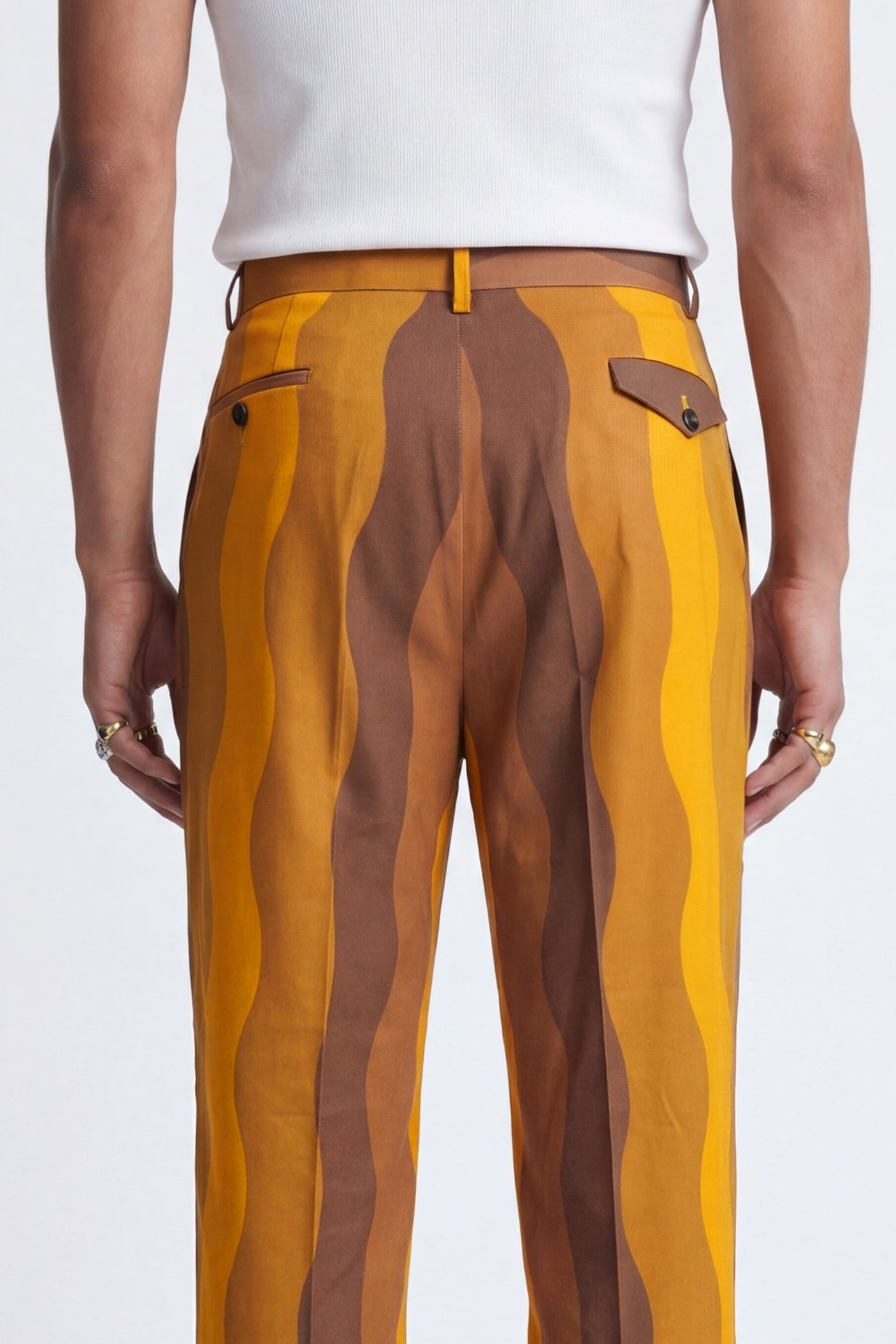 Dylan Mustard Wavy Print Suit