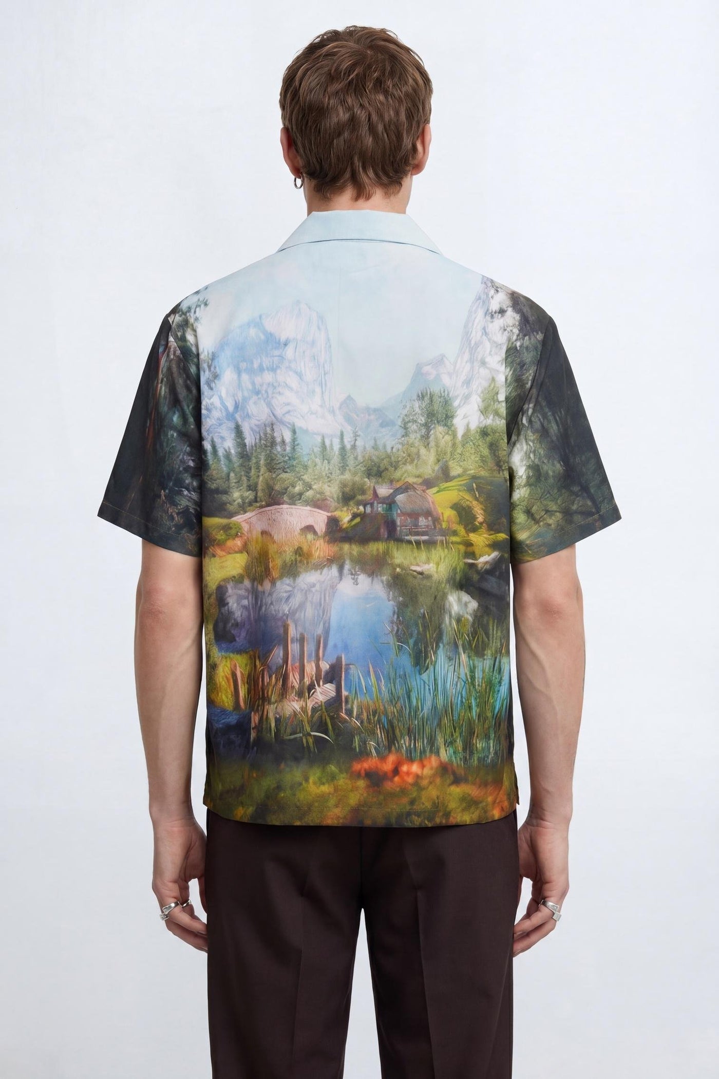 Lorcan Landscape Print Revere Shirt