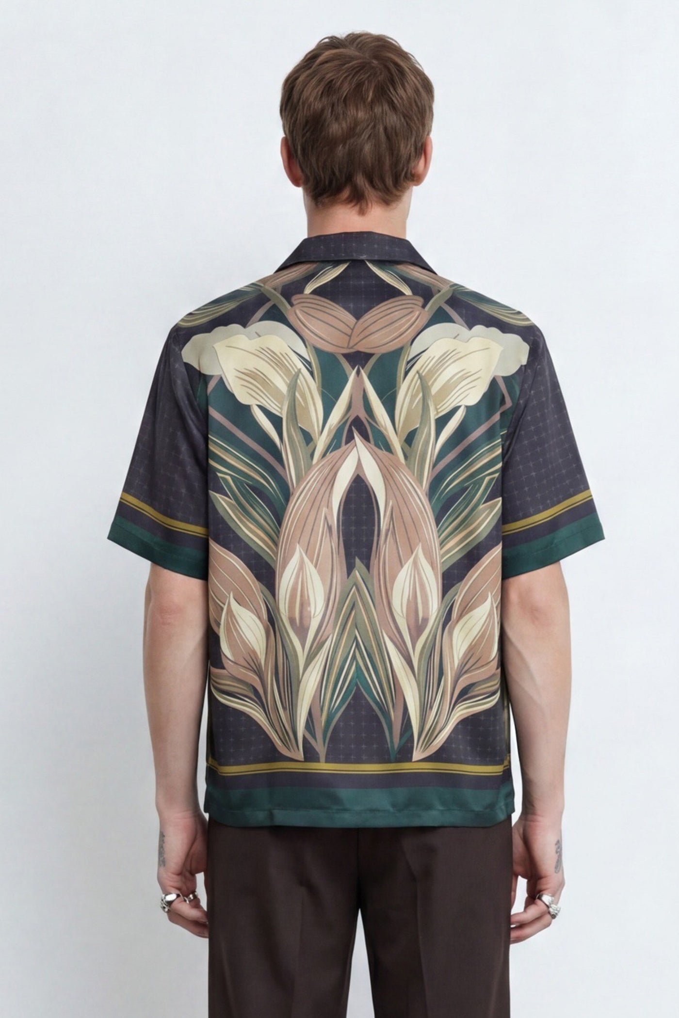 Stellan Burgundy Botanical Print Revere Shirt