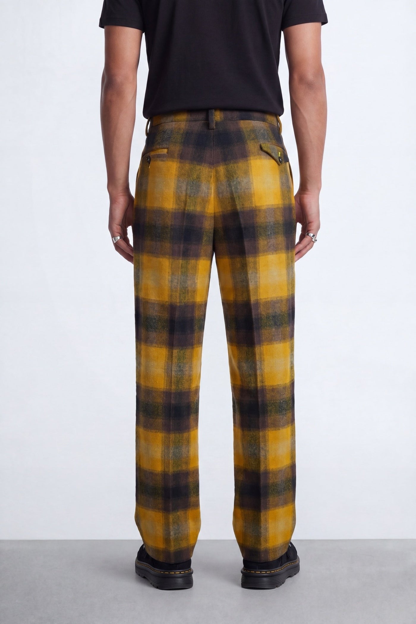 Marty Mustard Check Suit Trousers